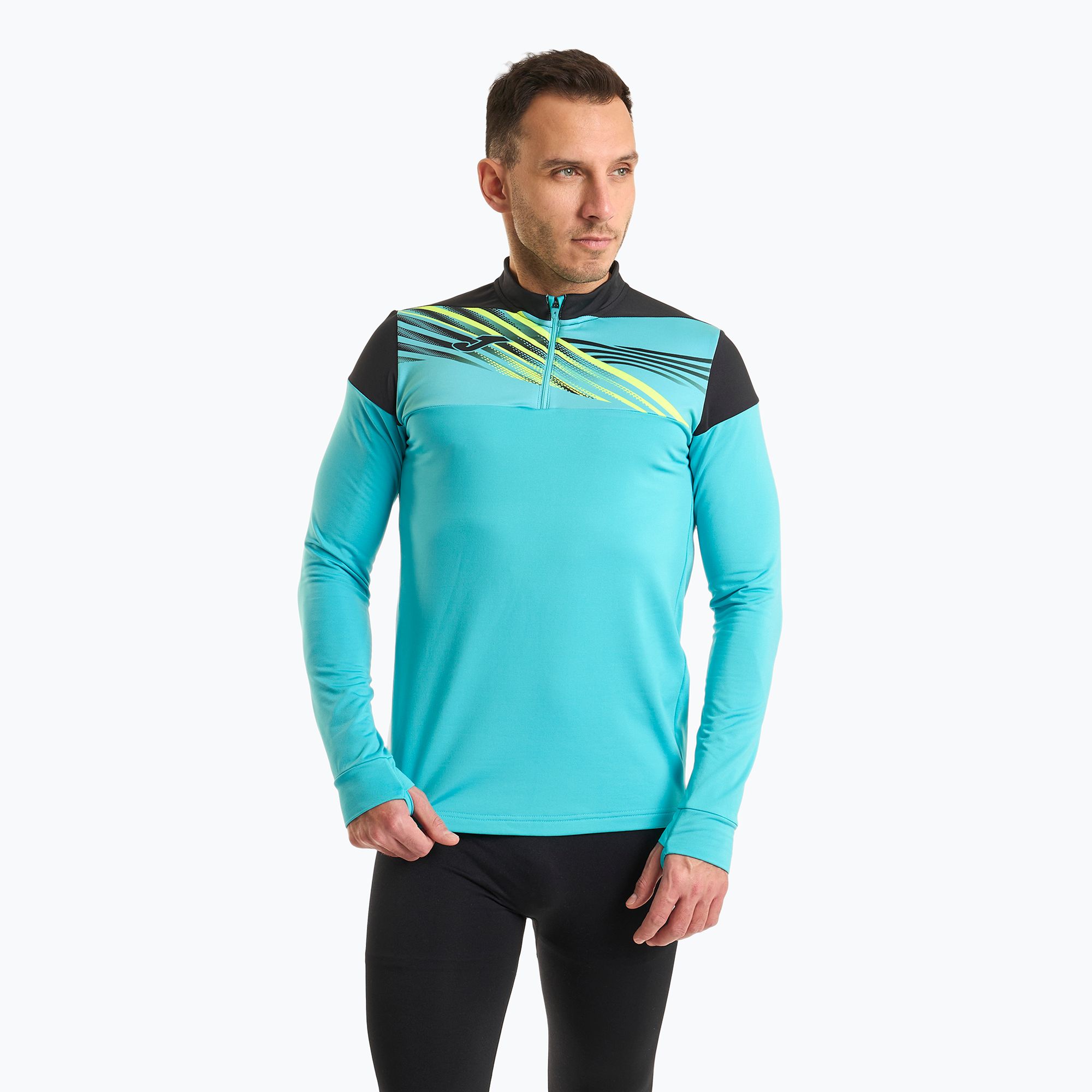 Bluza do biegania męska Joma Elite X fluor turquoise/black 