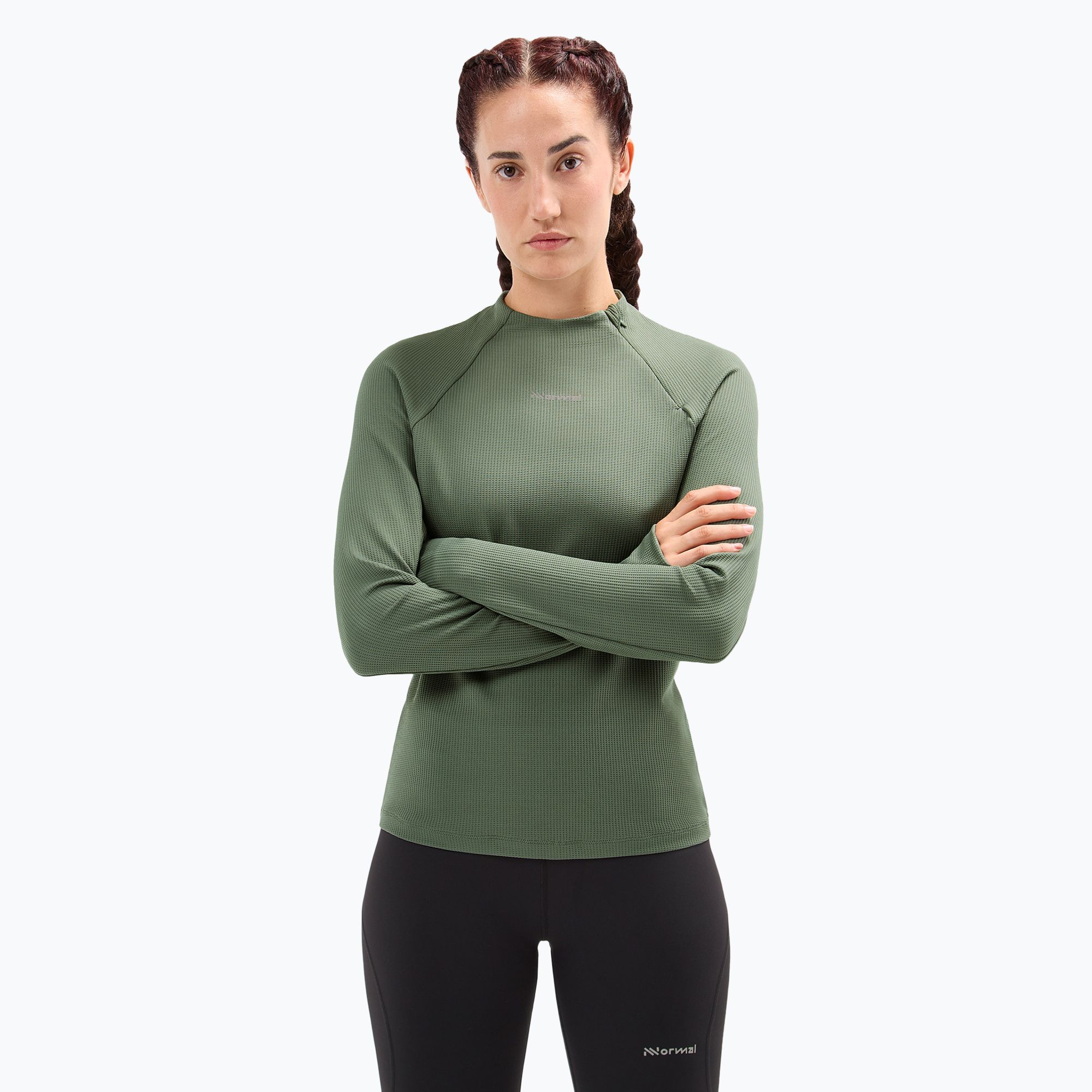 Longsleeve do biegania damski NNormal Trail green 