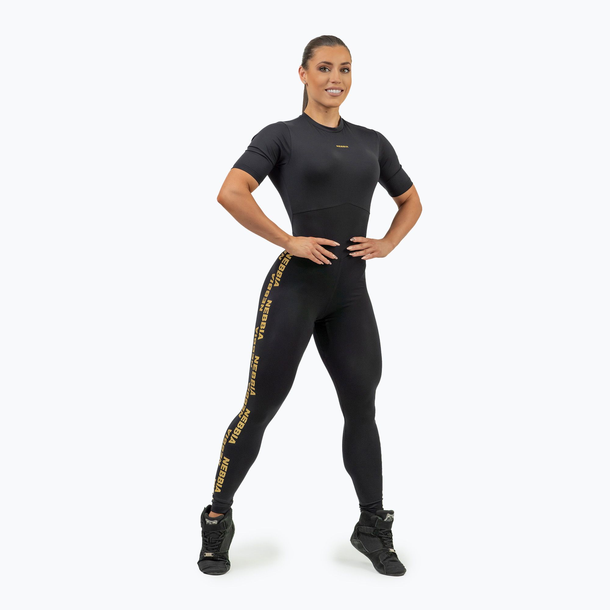 Kombinezon treningowy damski NEBBIA Intense Focus black/gold 