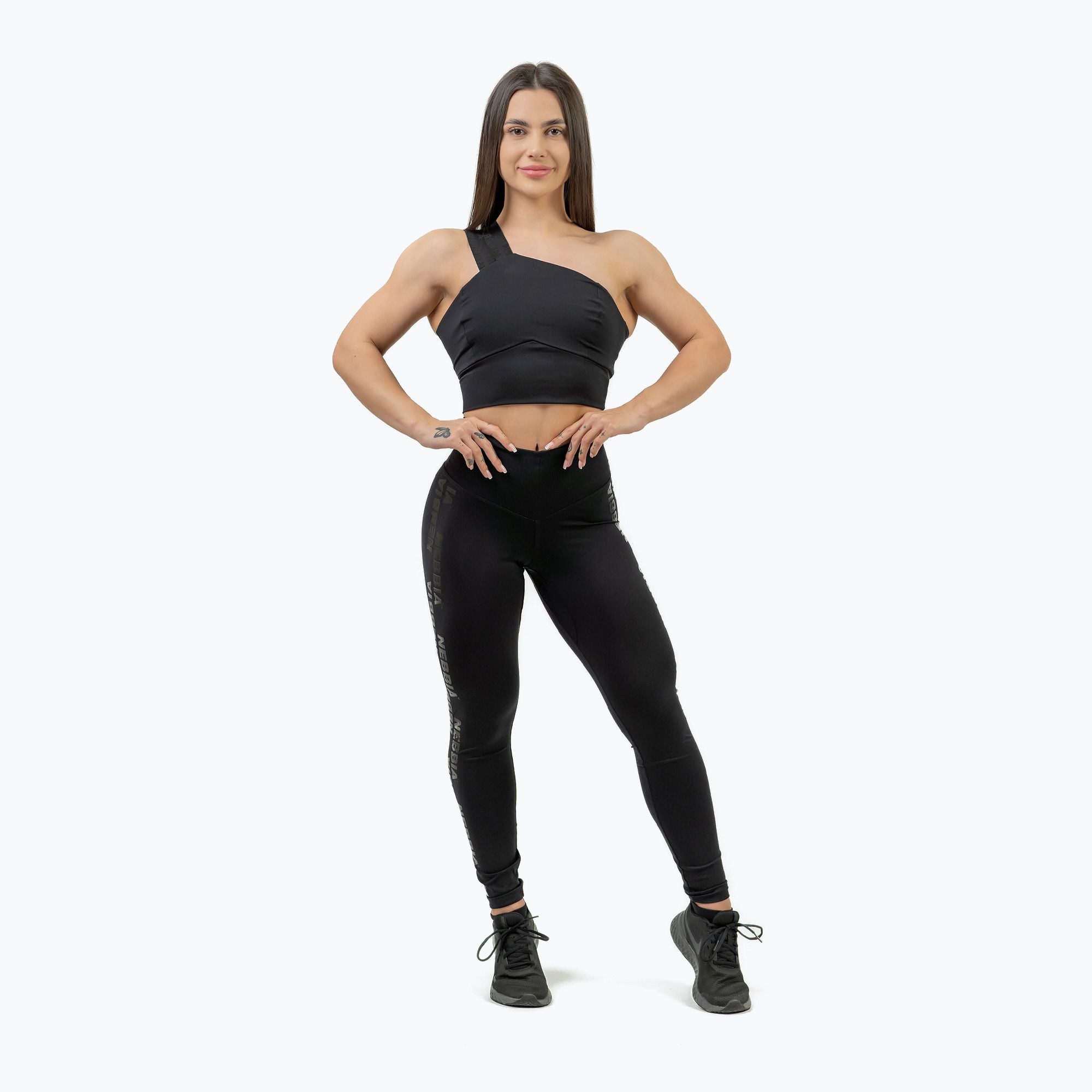 Biustonosz treningowy NEBBIA Intense Asymmetric black 