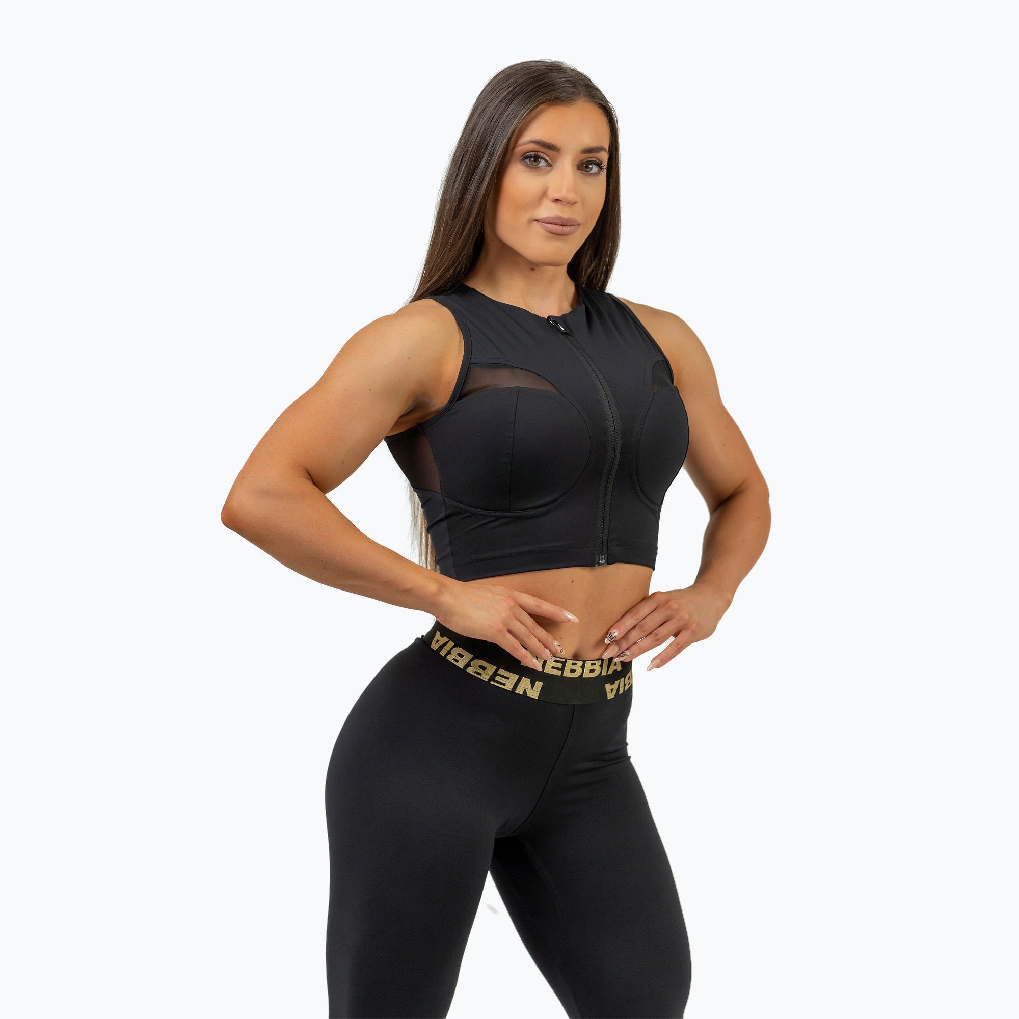 Top treningowy damski NEBBIA Mesh Intense black/gold 