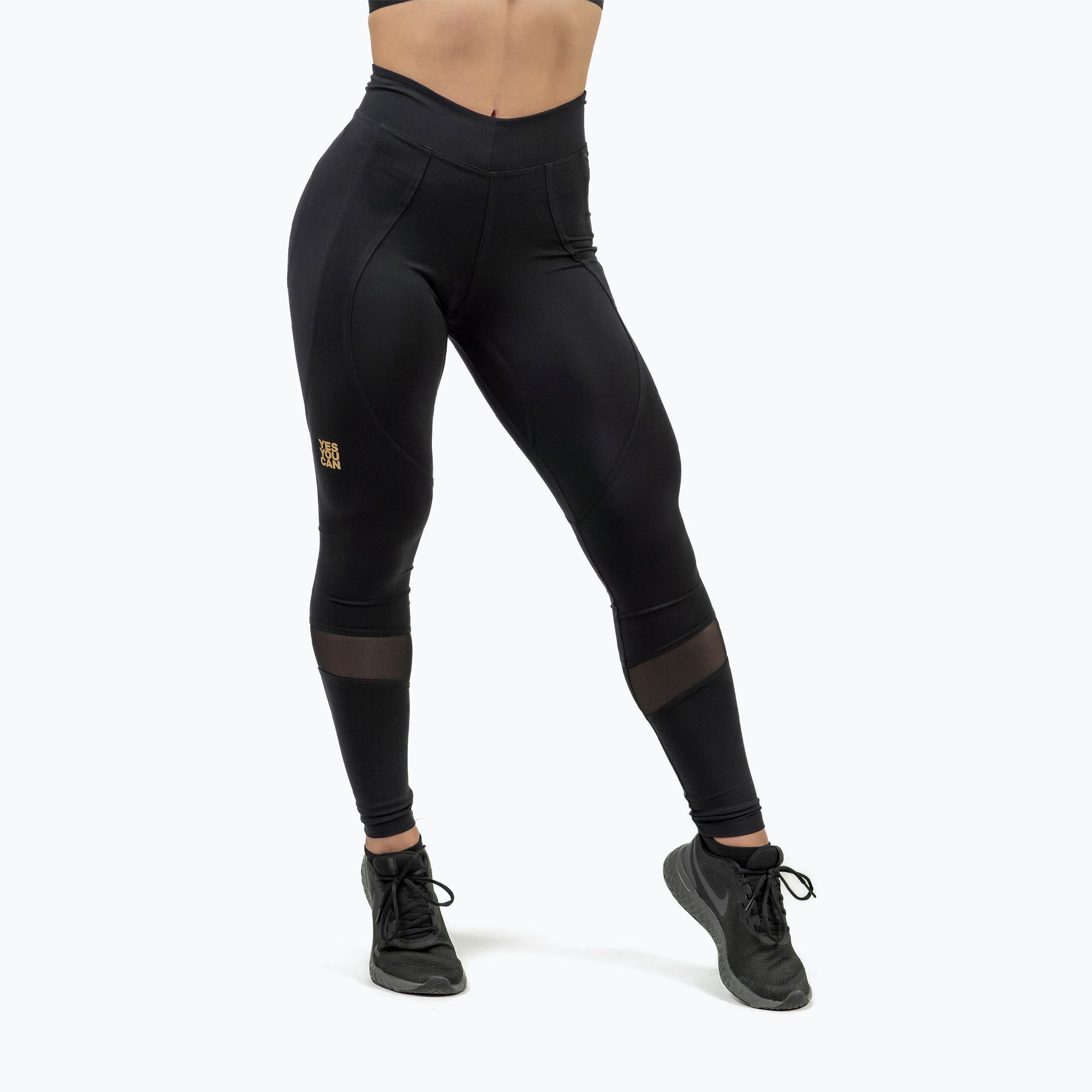 Legginsy treningowe damskie NEBBIA Heart-Shaped Intense black/gold 