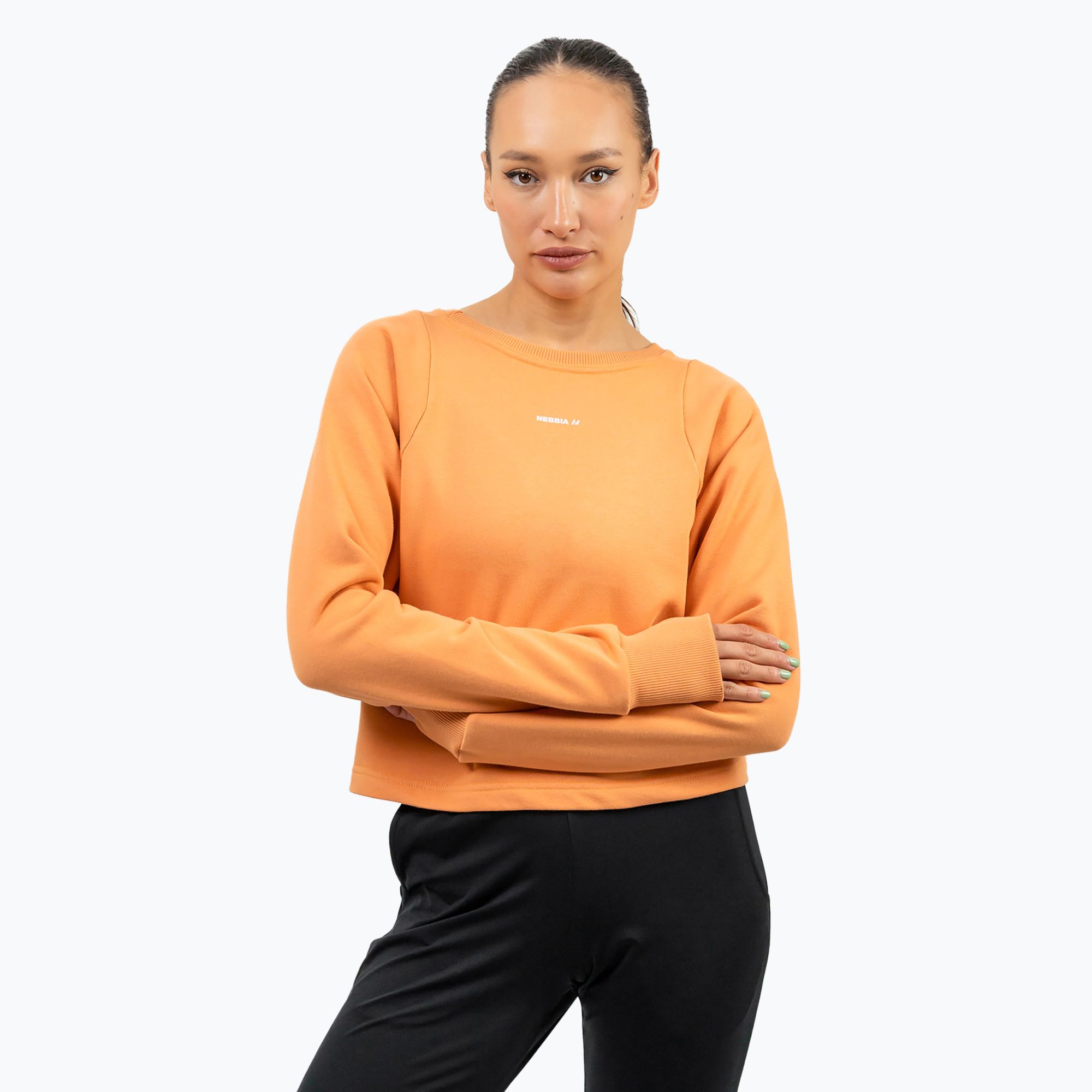 Bluza treningowa damska NEBBIA Gym Spirit Crop orange 