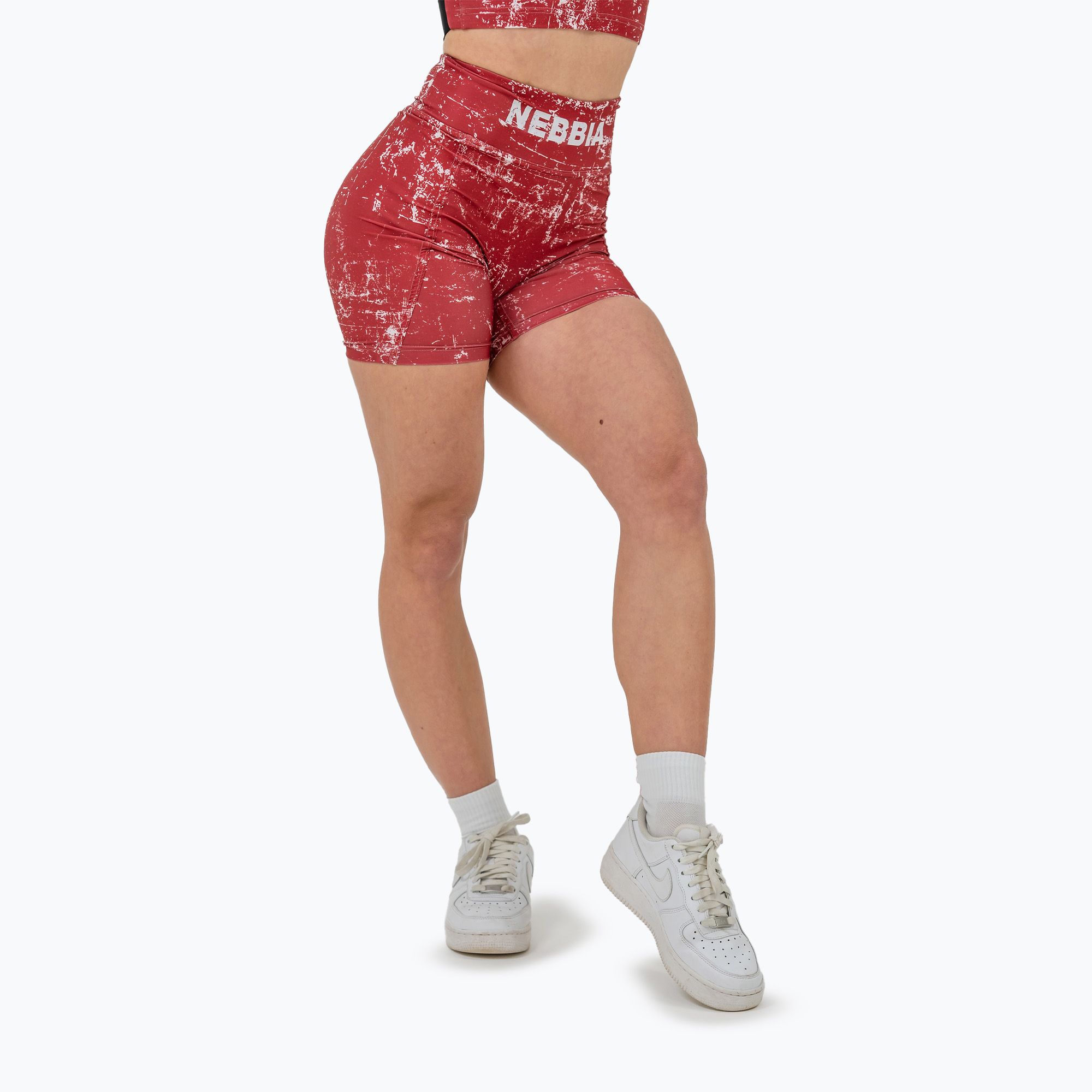 Spodenki treningowe damskie NEBBIA 5″ Hammies High Waisted red 