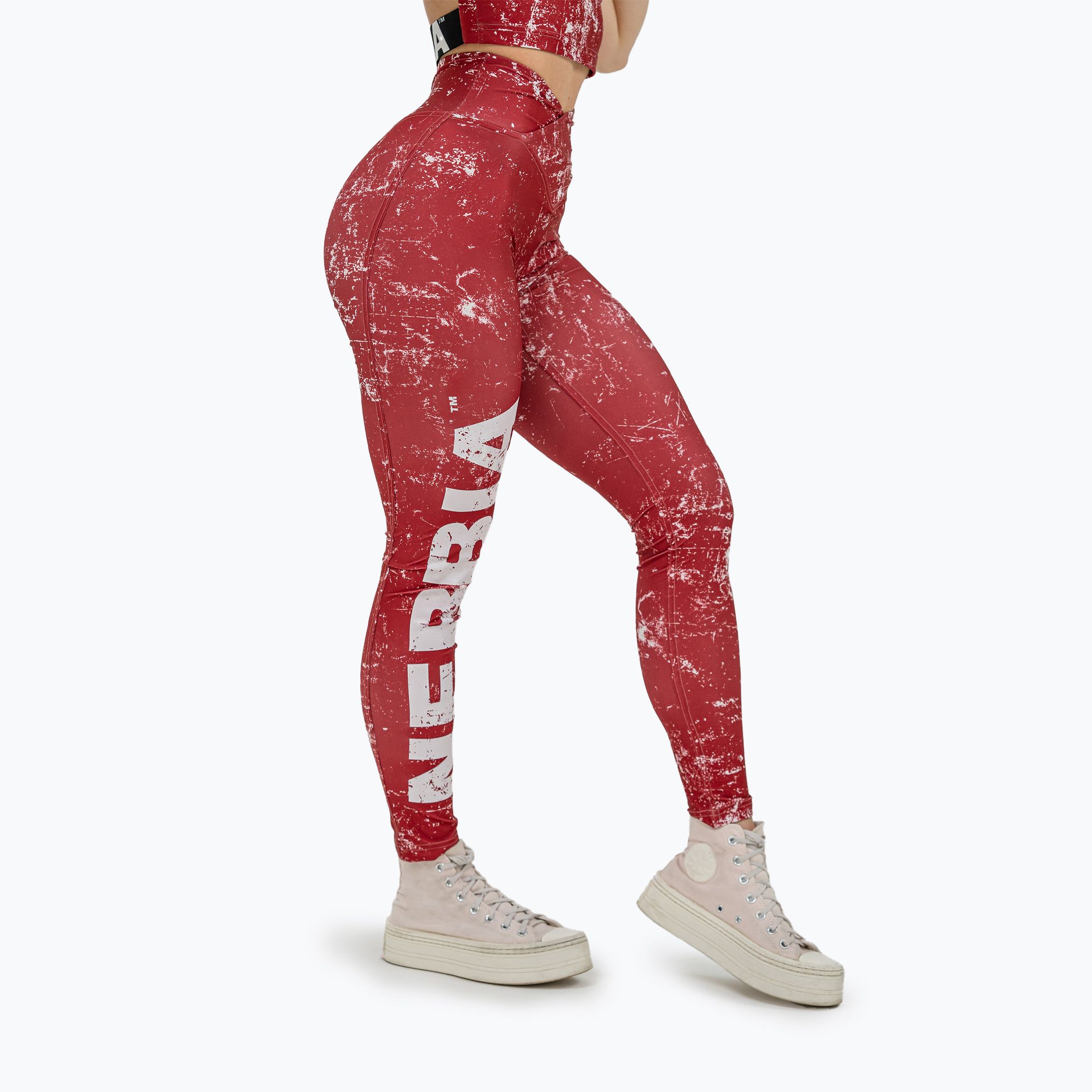 Legginsy treningowe damskie NEBBIA Rough Girl red 