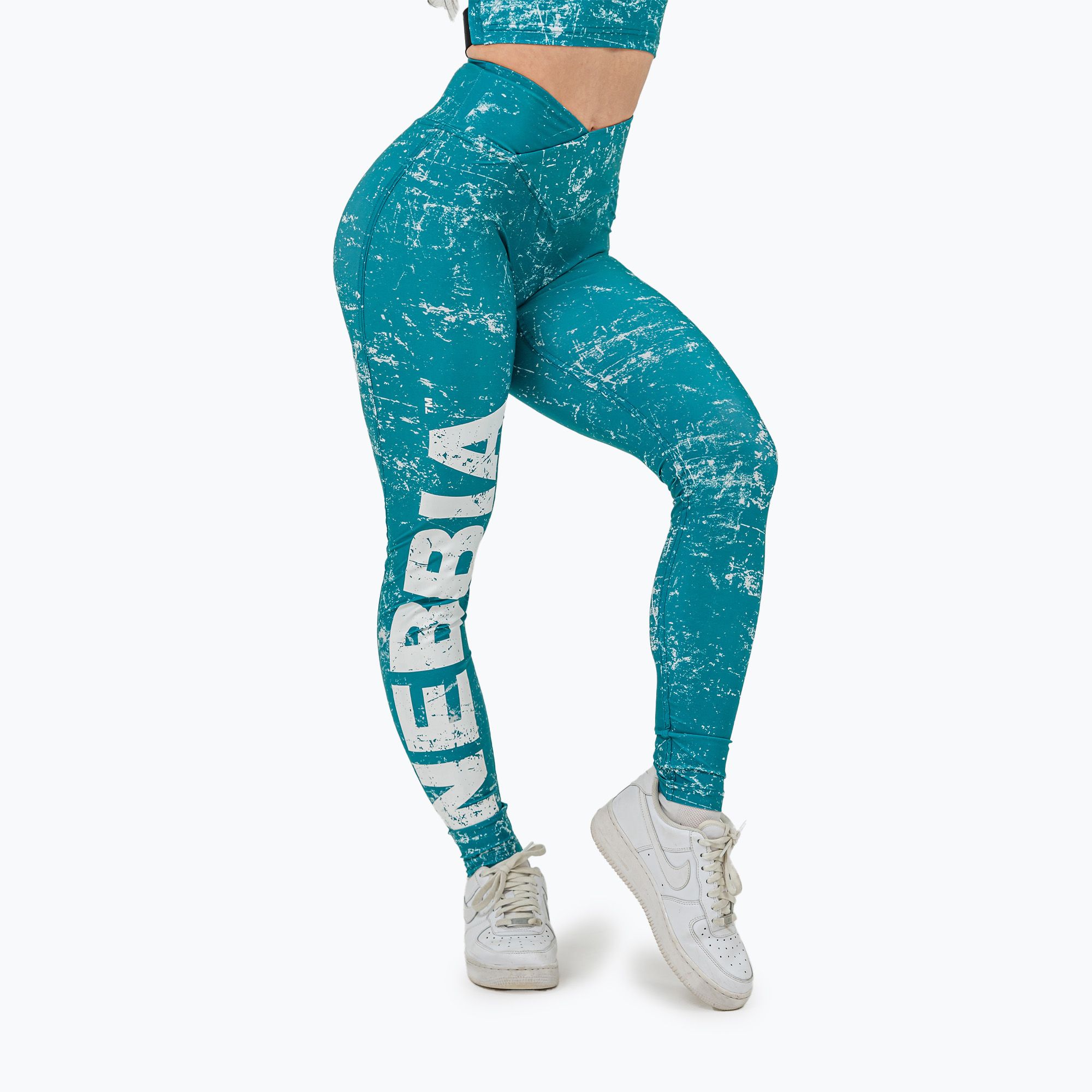 Legginsy treningowe damskie NEBBIA Rough Girl green 