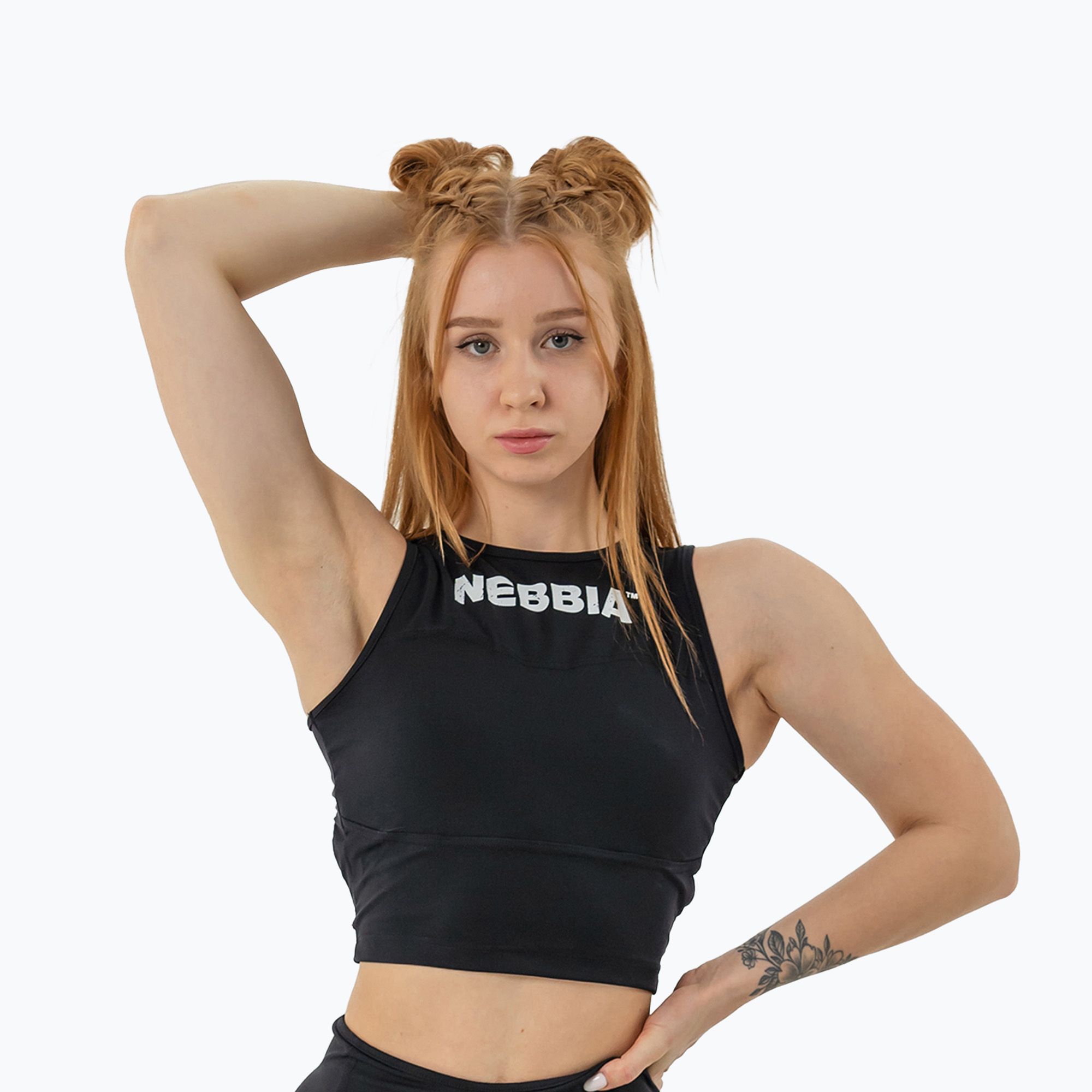 Top treningowy damski NEBBIA Gym Therapy Cropped black 