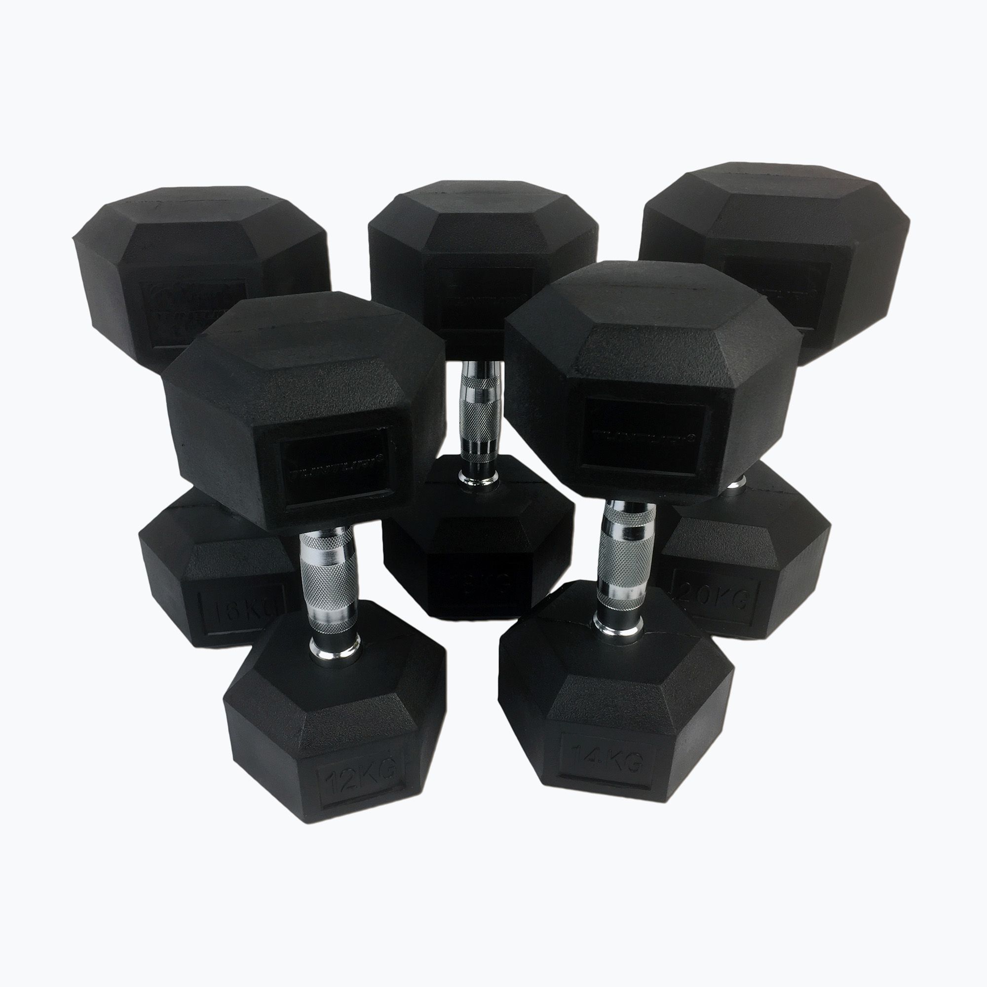 Zestaw hantli Tunturi Rubber Dumbbellset 12-20 kg black 