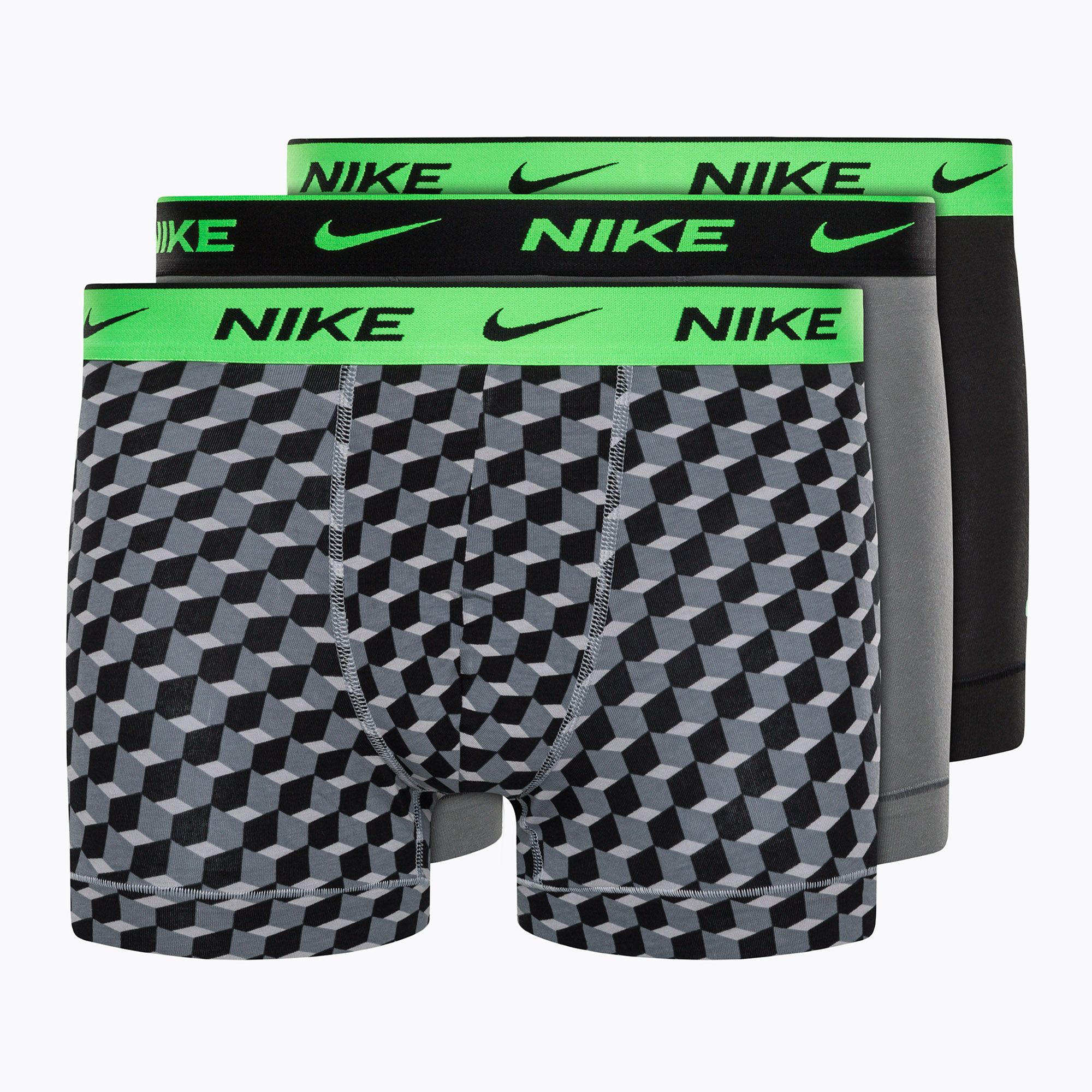 Bokserki męskie Nike Everyday Cotton Stretch Trunk 3 pary geo block print/cool grey/black 