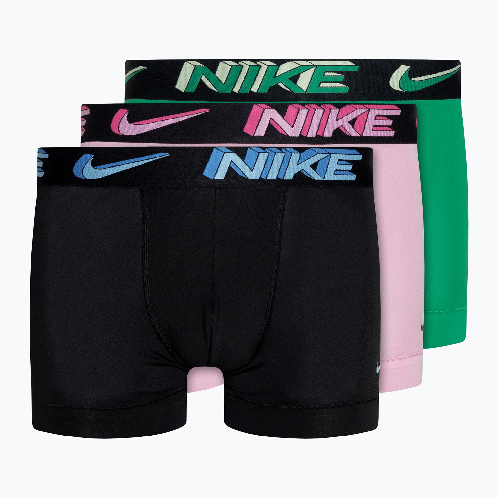 Bokserki męskie Nike Dri-Fit Essential Micro Trunk 3 pary stadium green/pink rise/black 3d 