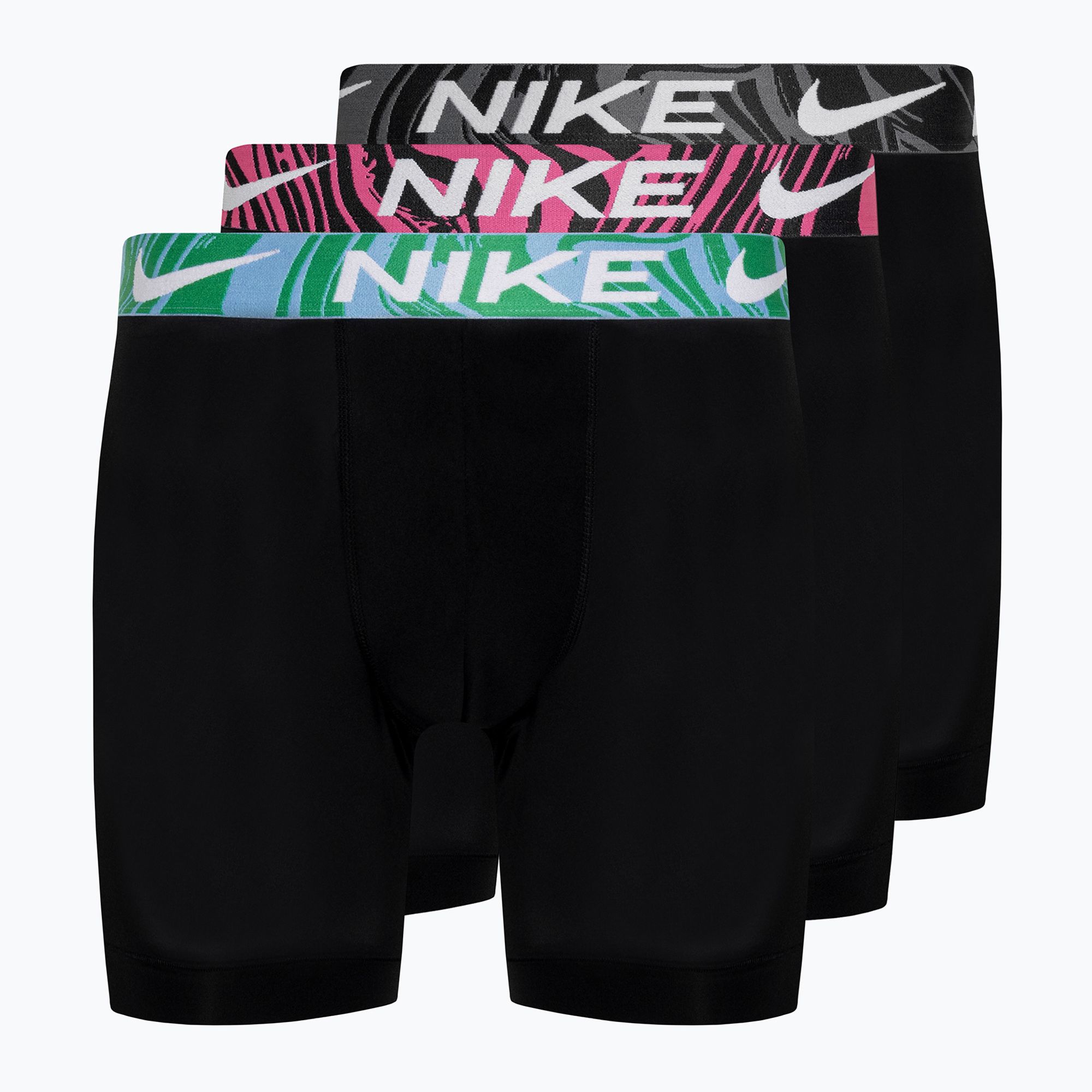 Bokserki męskie Nike Dri-Fit Essential Micro Boxer Brief 3 pary black/aquarius bleu/laser fuchsia/grey 