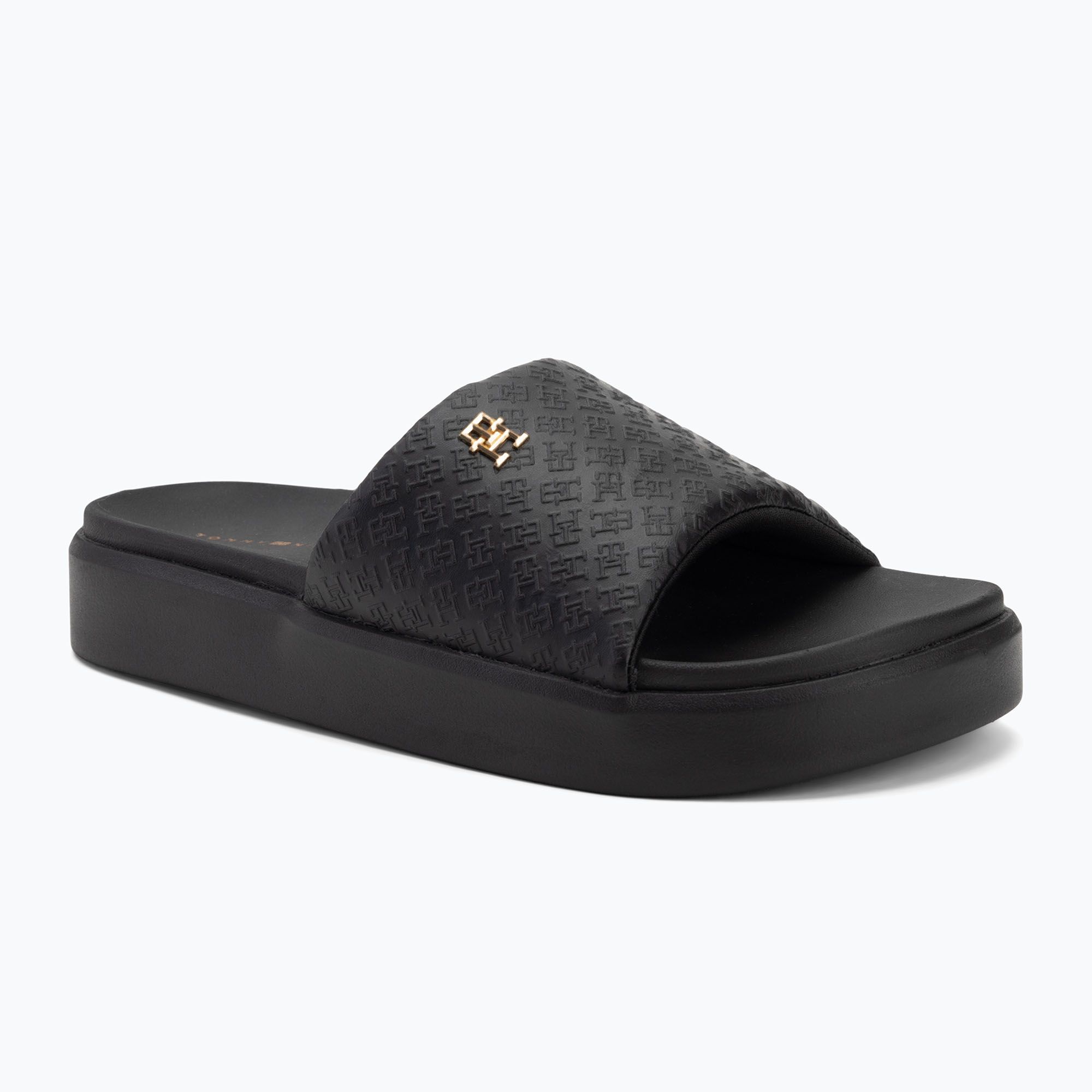 Klapki damskie Tommy Hilfiger Platform Monogram Poolslide black 