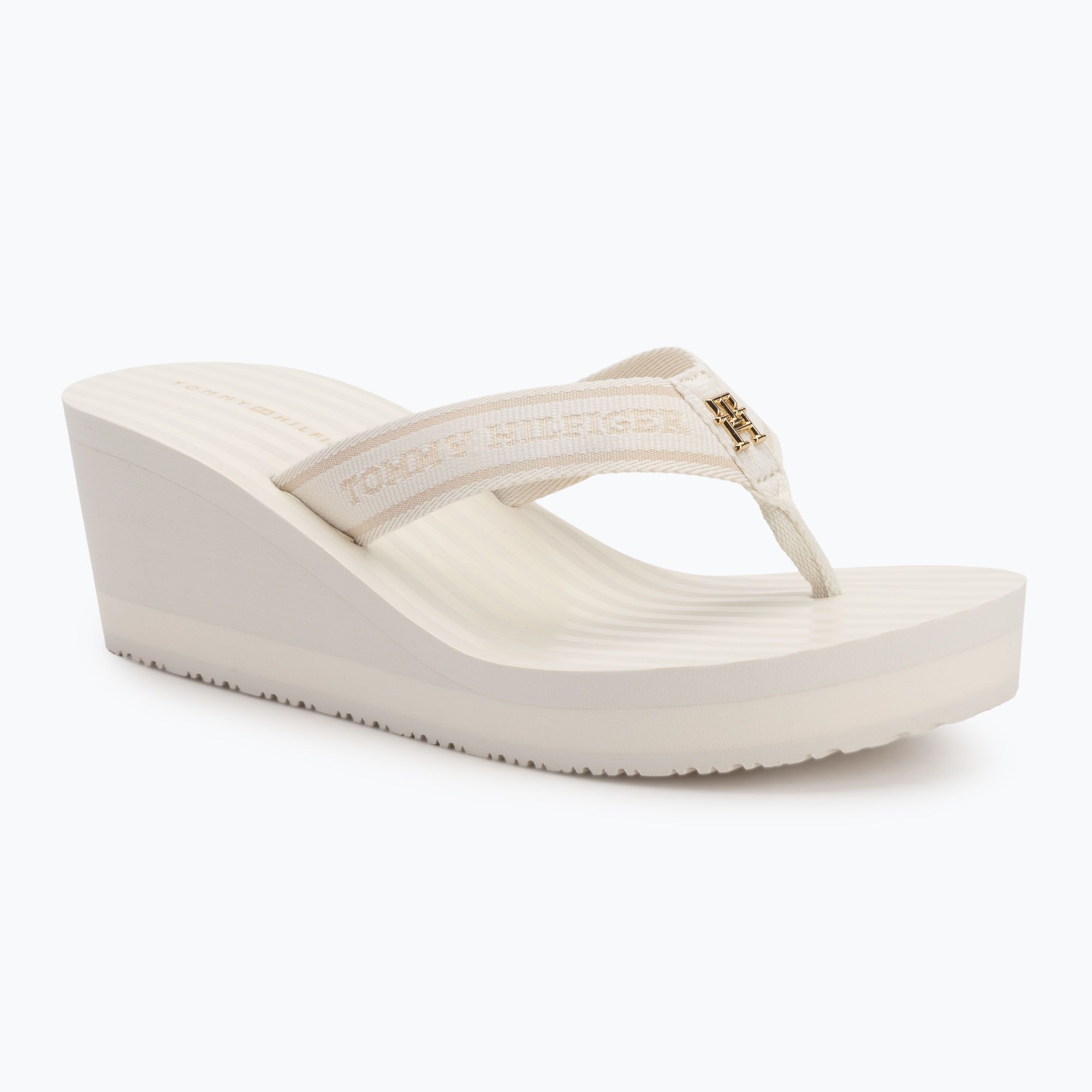 Japonki damskie Tommy Hilfiger Stripes Wedge Beach Sandal ivory 
