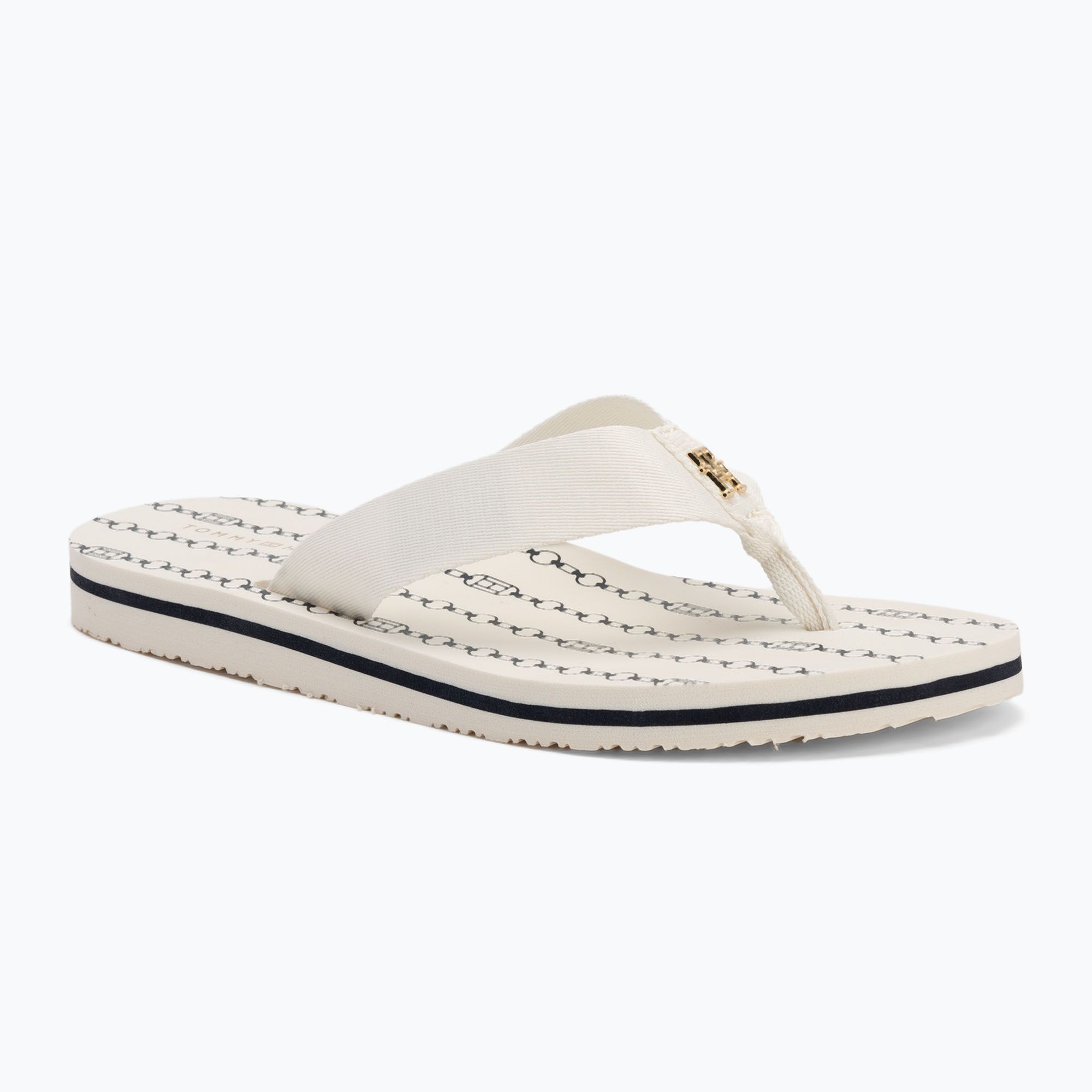 Japonki damskie Tommy Hilfiger Chain Print Beach Sandal ivory 