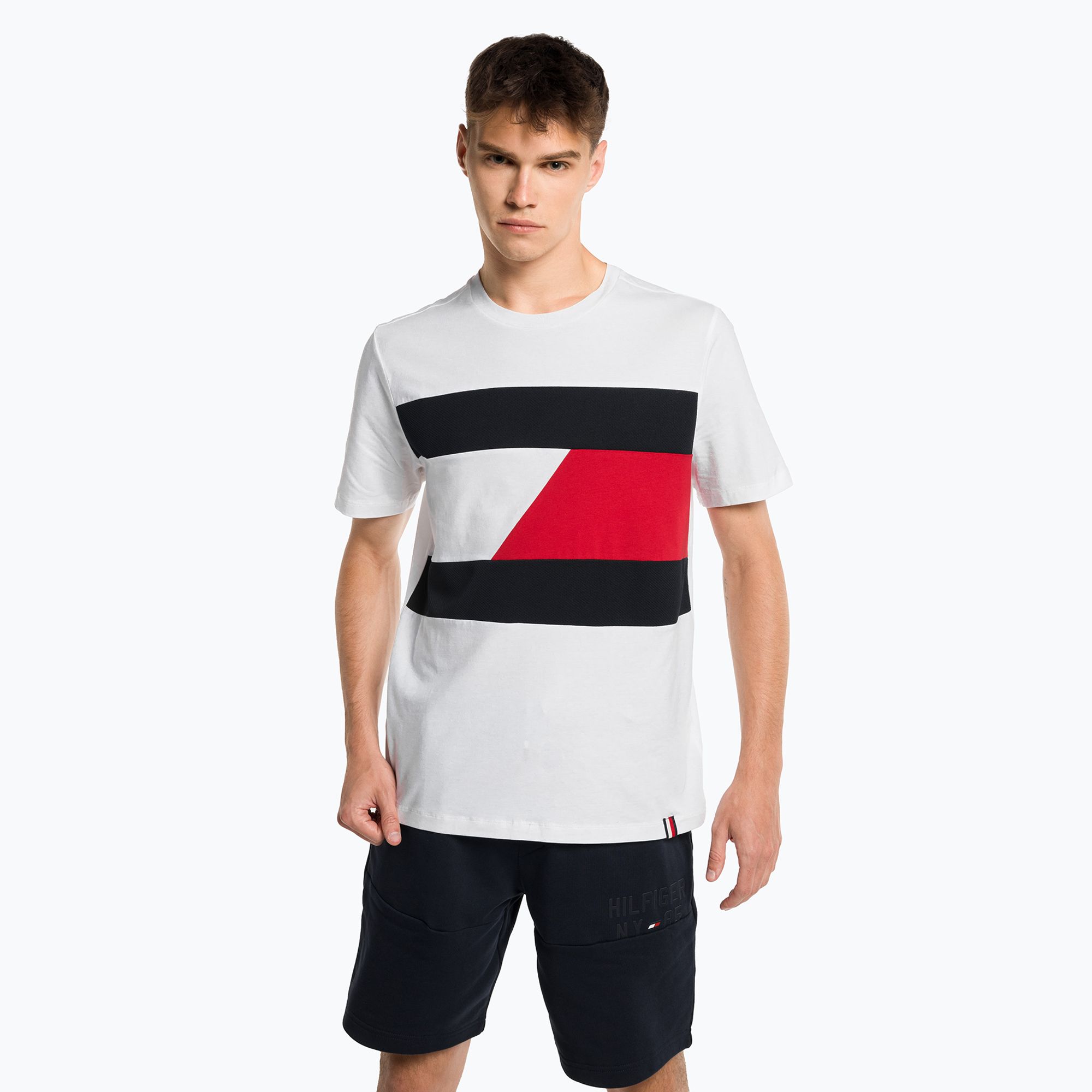 Koszulka męska Tommy Hilfiger Colorblocked Mix Media white 