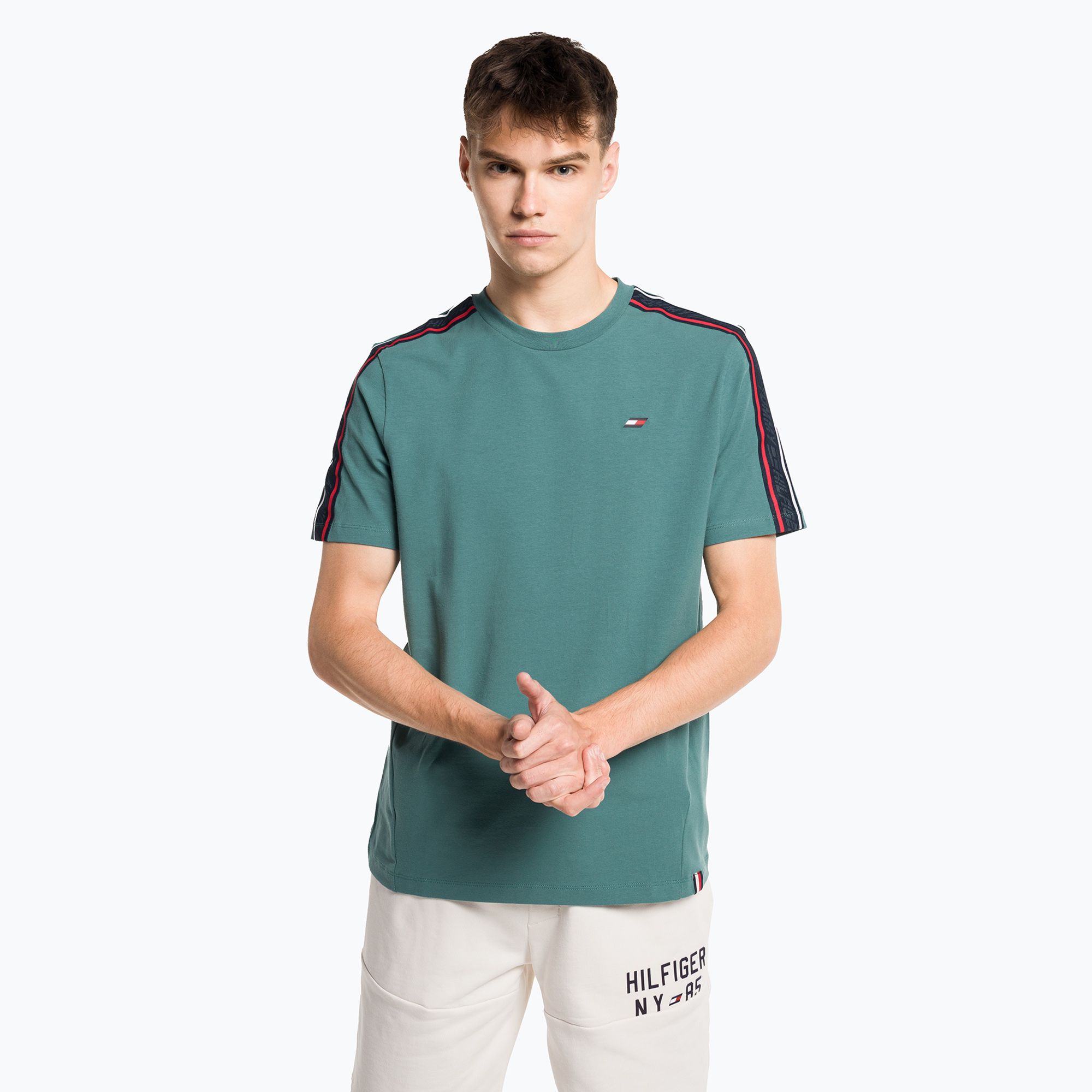 Koszulka męska Tommy Hilfiger Textured Tape green 