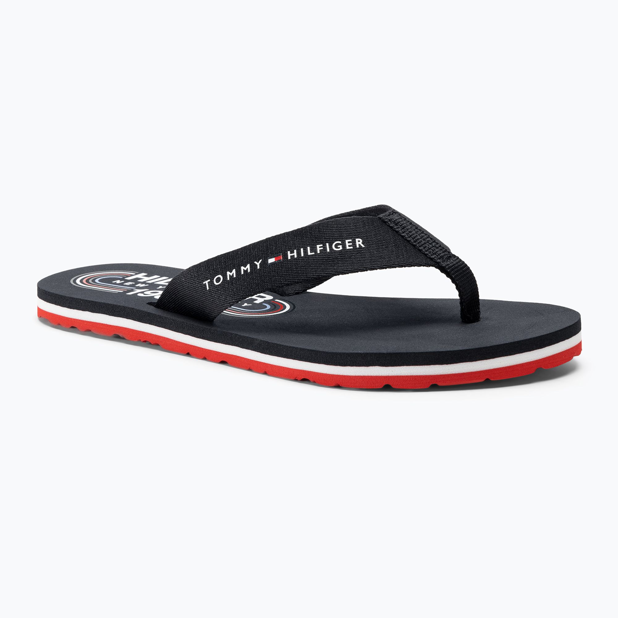 Japonki damskie Tommy Hilfiger Global Stripes Flat Beach Sandal red white blue 