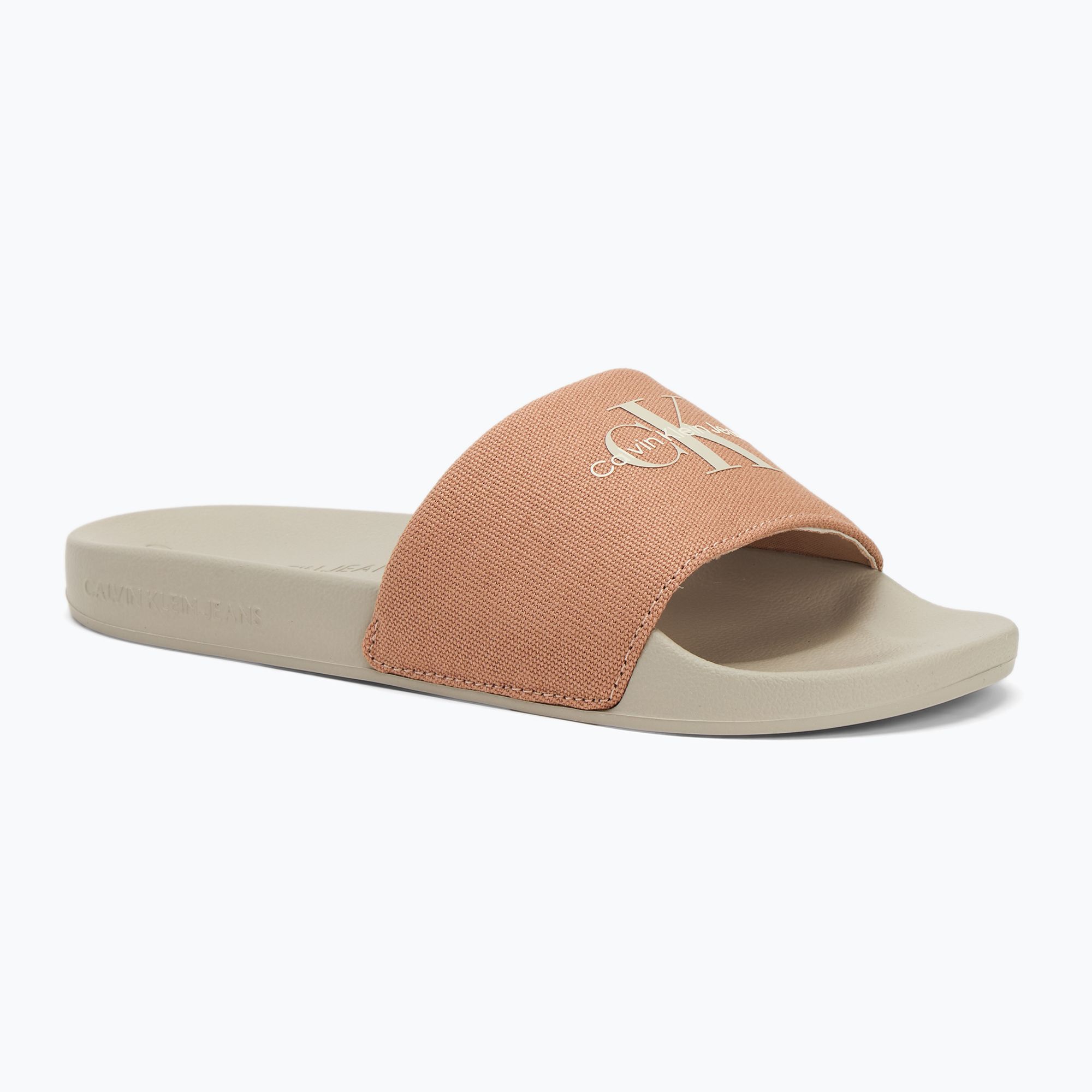 Klapki damskie Calvin Klein YW0YW01835 Slide Monogram Wn tuscany/eggshell 