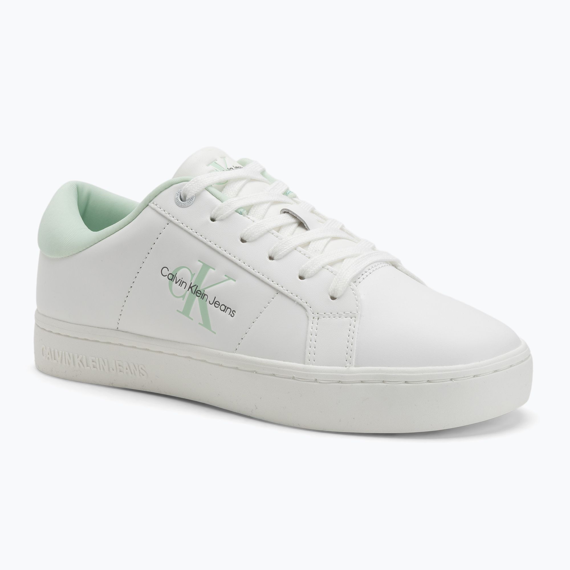 Buty damskie Calvin Klein YW0YW01444 Classic Cupsole Lowlaceup Lth Wn bright white/moonlight jade 