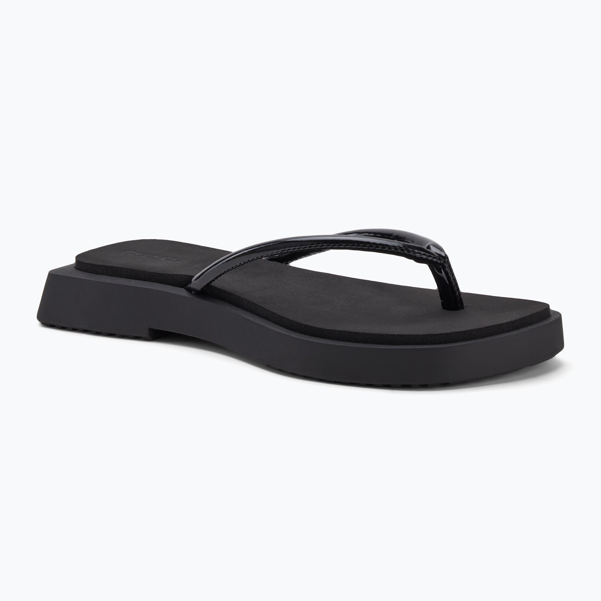 Japonki damskie Calvin Klein YW0YW01716 Sq Low Wedge Sandal Stitch triple black 