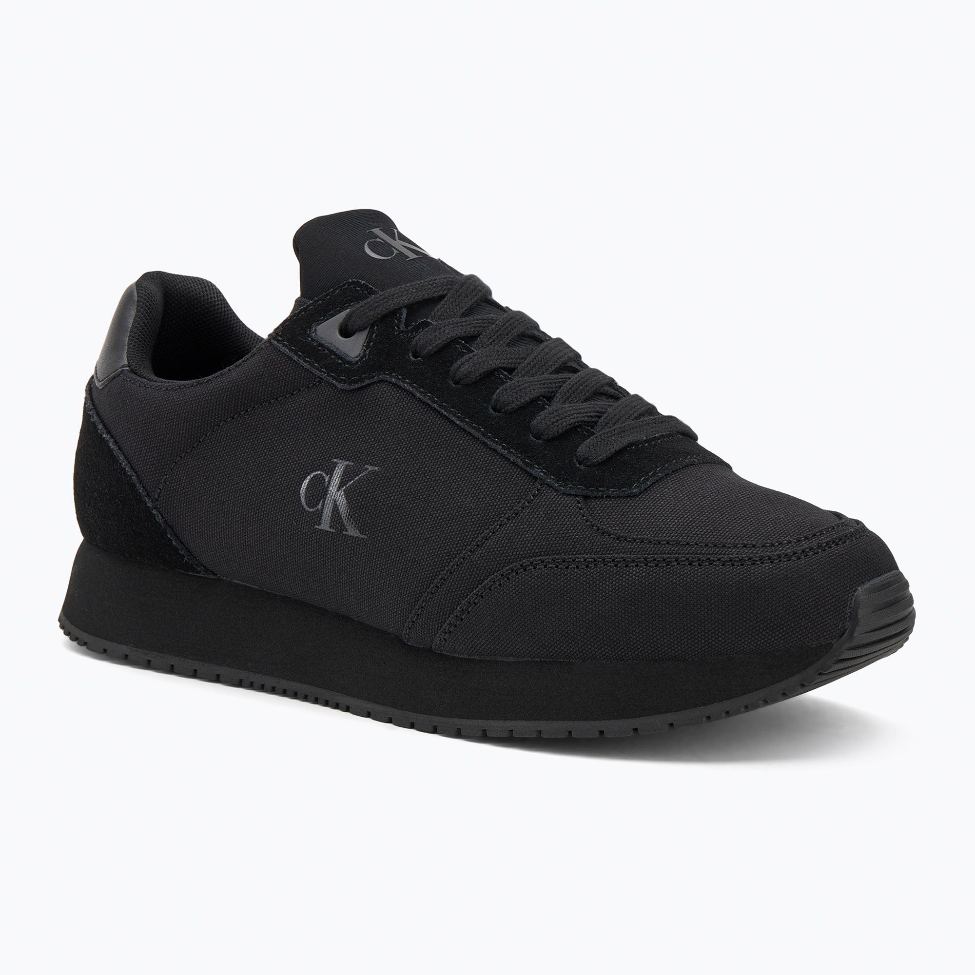Buty męskie Calvin Klein YM0YM01217 Runner Sock Laceup Mg Canvas triple black 