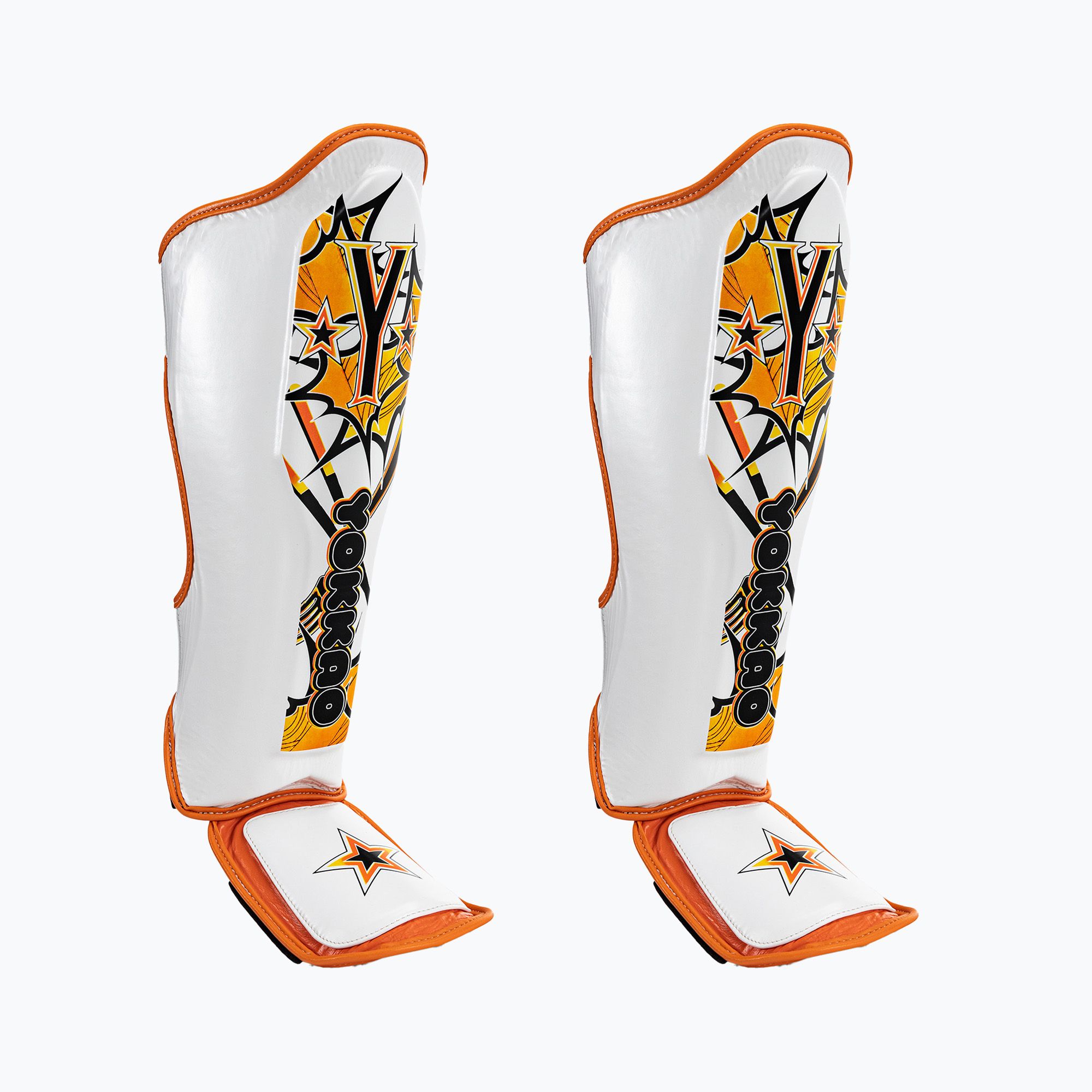 Ochraniacze piszczeli i stóp YOKKAO Pad Thai Shin Guards white 