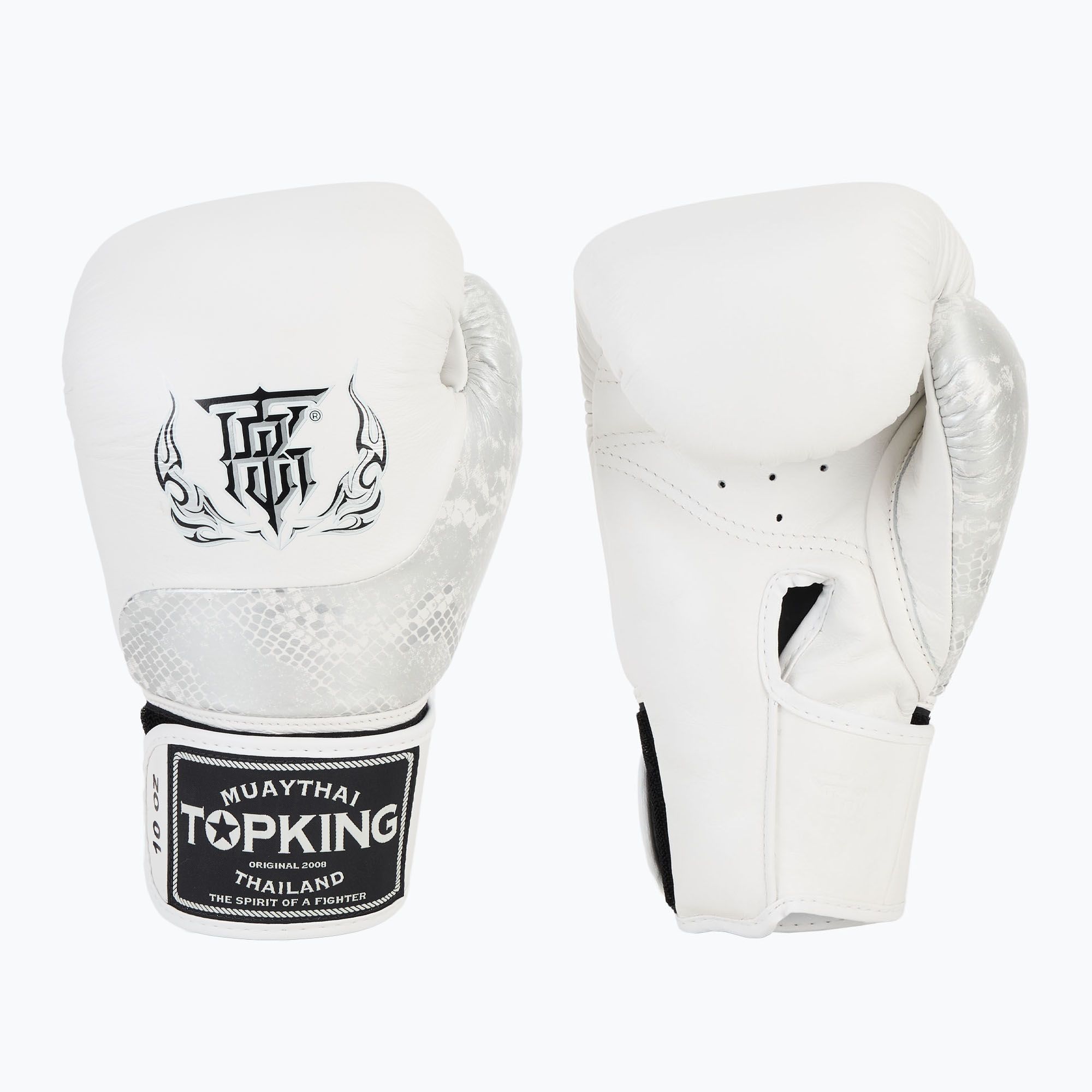 Rękawice bokserskie Top King Muay Thai Power Snake white/silver 