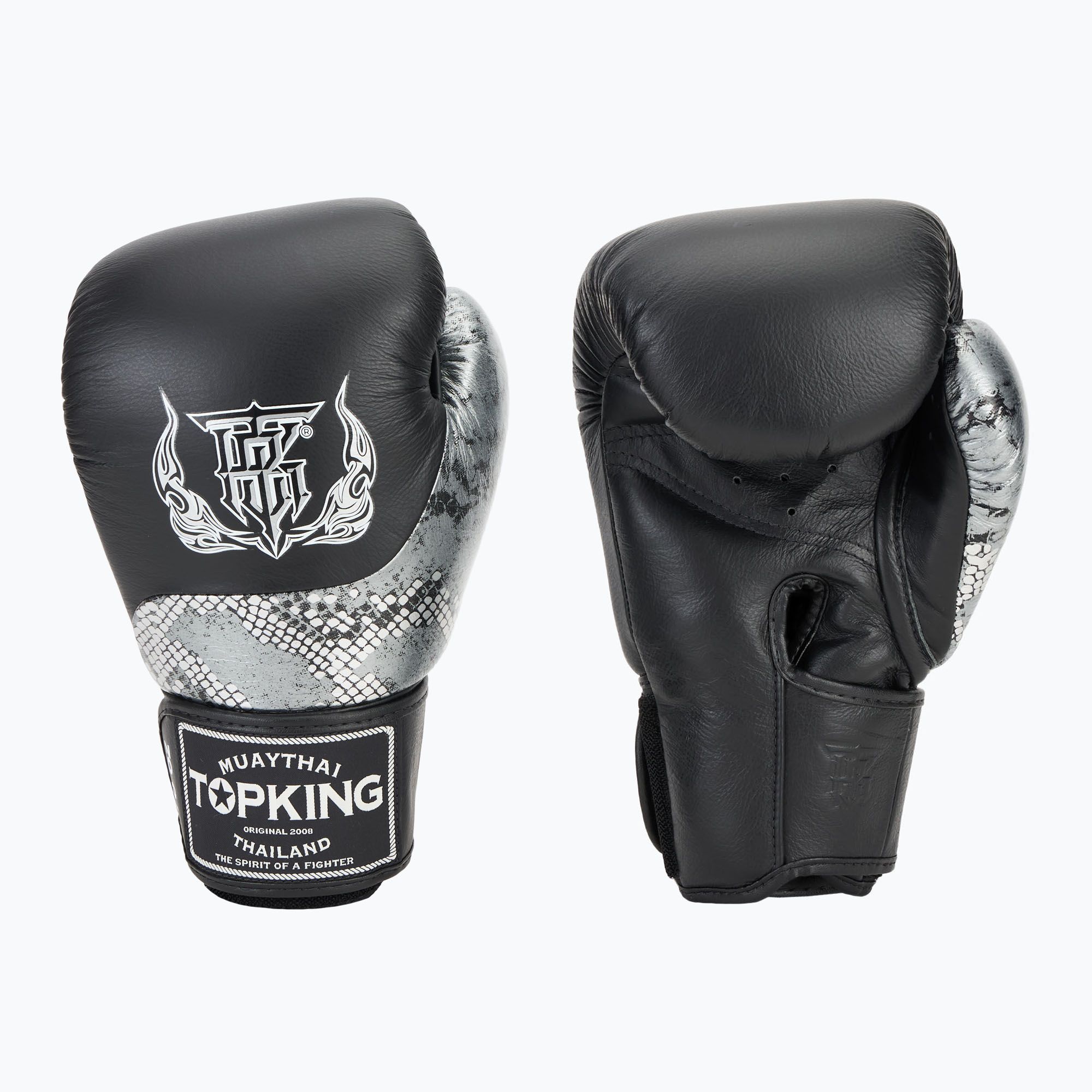 Rękawice bokserskie Top King Muay Thai Power Snake black/silver 
