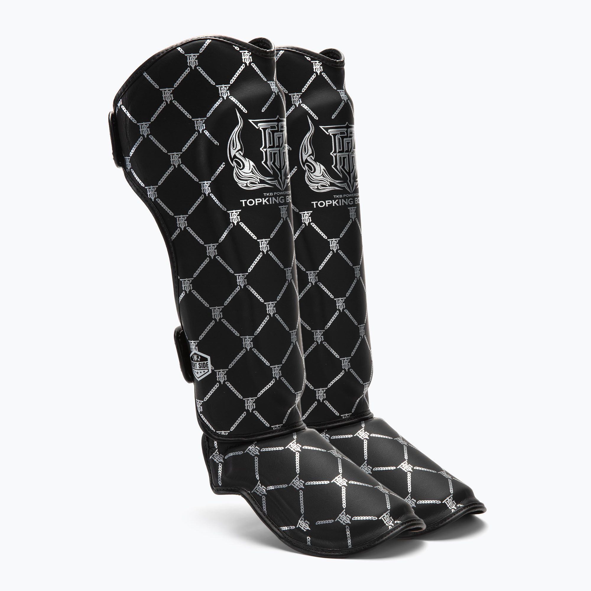 Ochraniacze piszczeli i stóp Top King Chain Semi Leather black/silver 