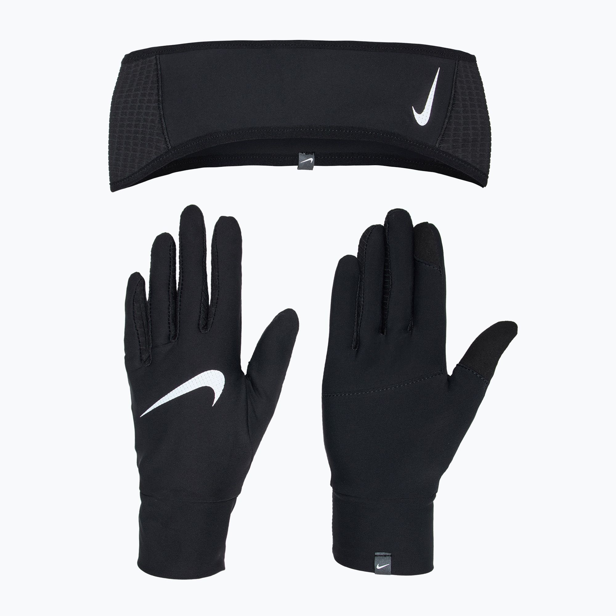 Zestaw opaska + rękawiczki damski Nike Essential Running black/black/silver 