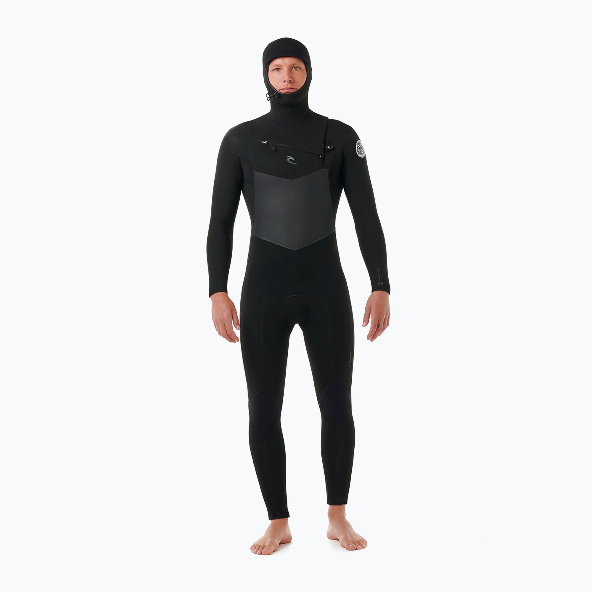 Pianka do pływania męska Rip Curl Dawn Patrol Hooded 6/4 mm Chest Zip black 