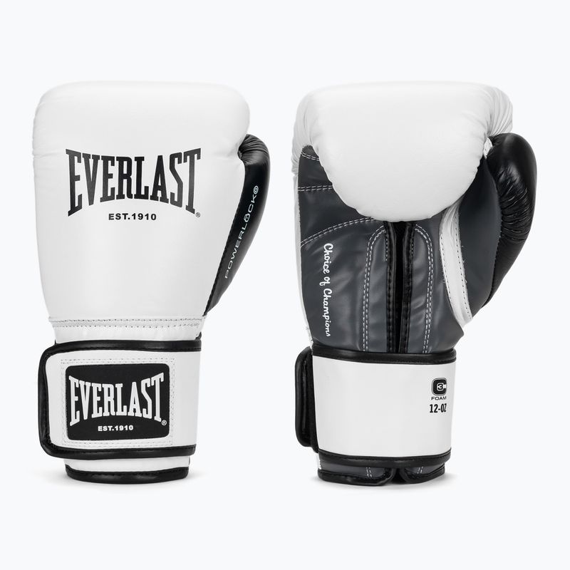 Rękawice bokserskie Everlast Powerlock OG H&L Leather Advanced Training white/black