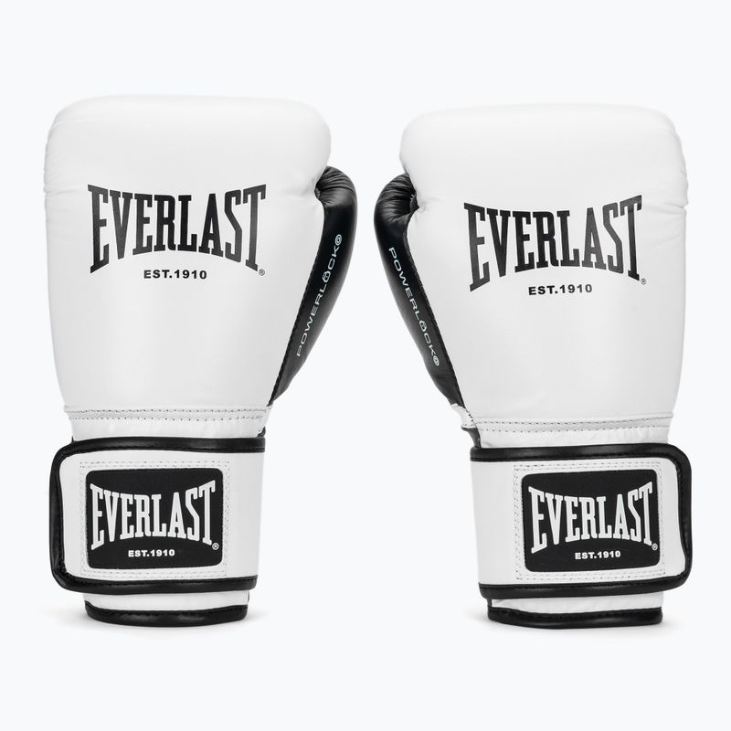 Rękawice bokserskie Everlast Powerlock OG H&L Leather Advanced Training white/black 2