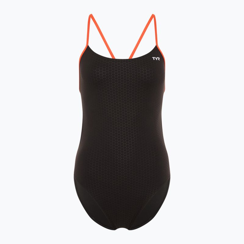 Strój pływacki jednoczęściowy damski TYR Hexa Cutoutfit black/orange