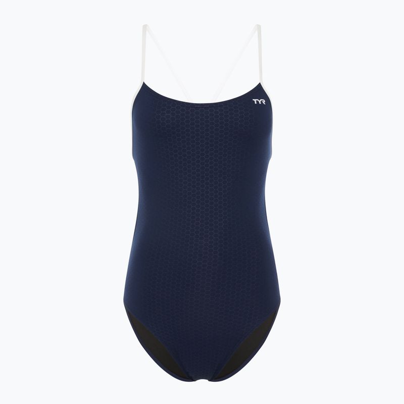 Strój pływacki jednoczęściowy damski TYR Hexa Cutoutfit navy/white