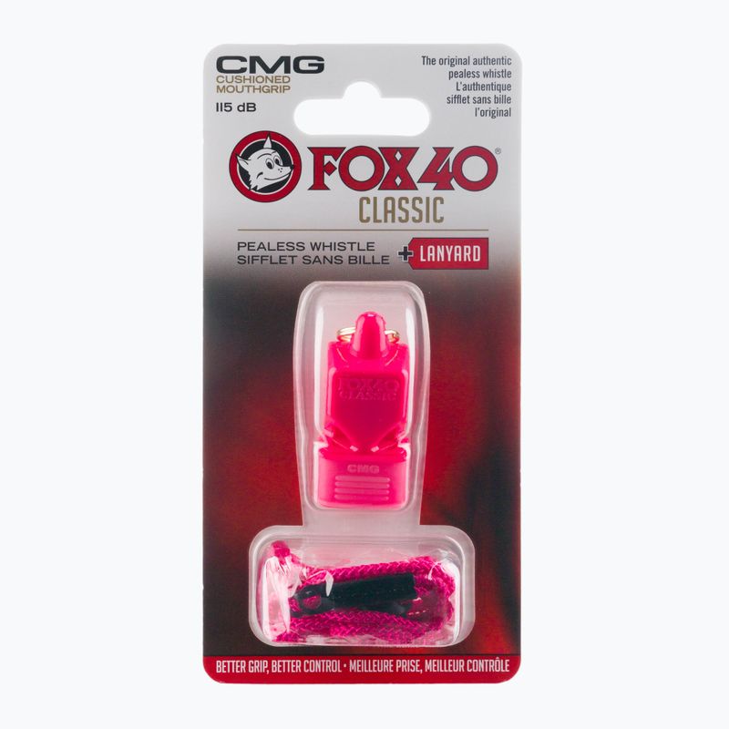 Gwizdek ze sznurkiem Fox 40 Classic CMG Safety pink 2