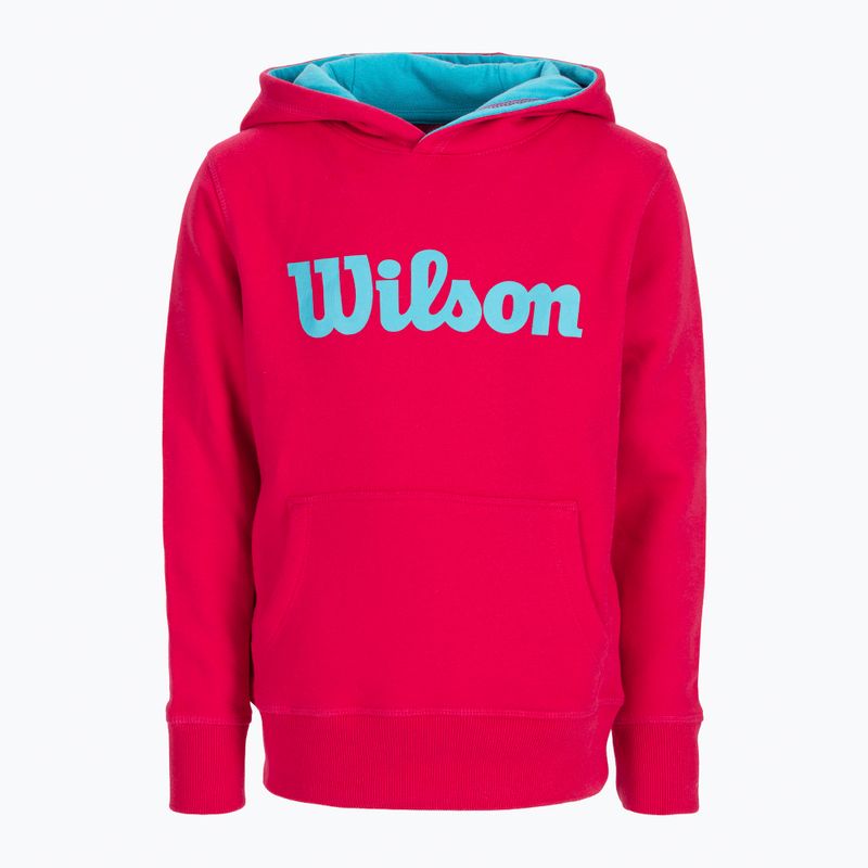 Bluza tenisowa dziecięca Wilson Script Cotton Po Hoody Jr love potion/scuba blue