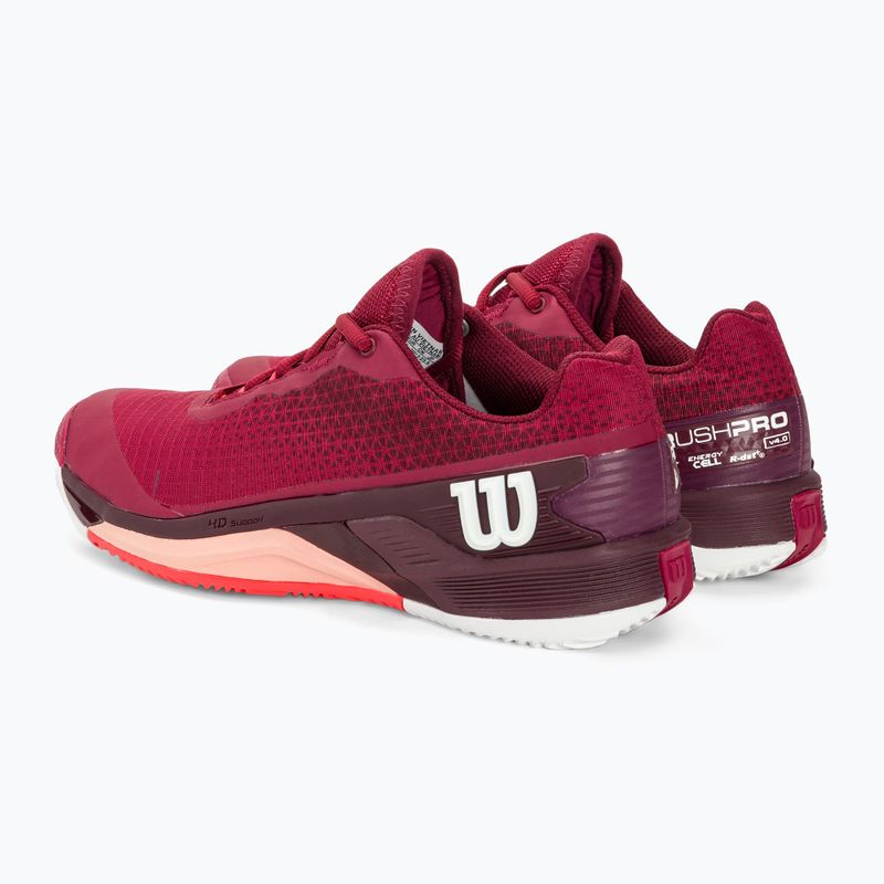 Buty do tenisa damskie Wilson Rush Pro 4.0 Clay W beet red/white/tropical peach 3