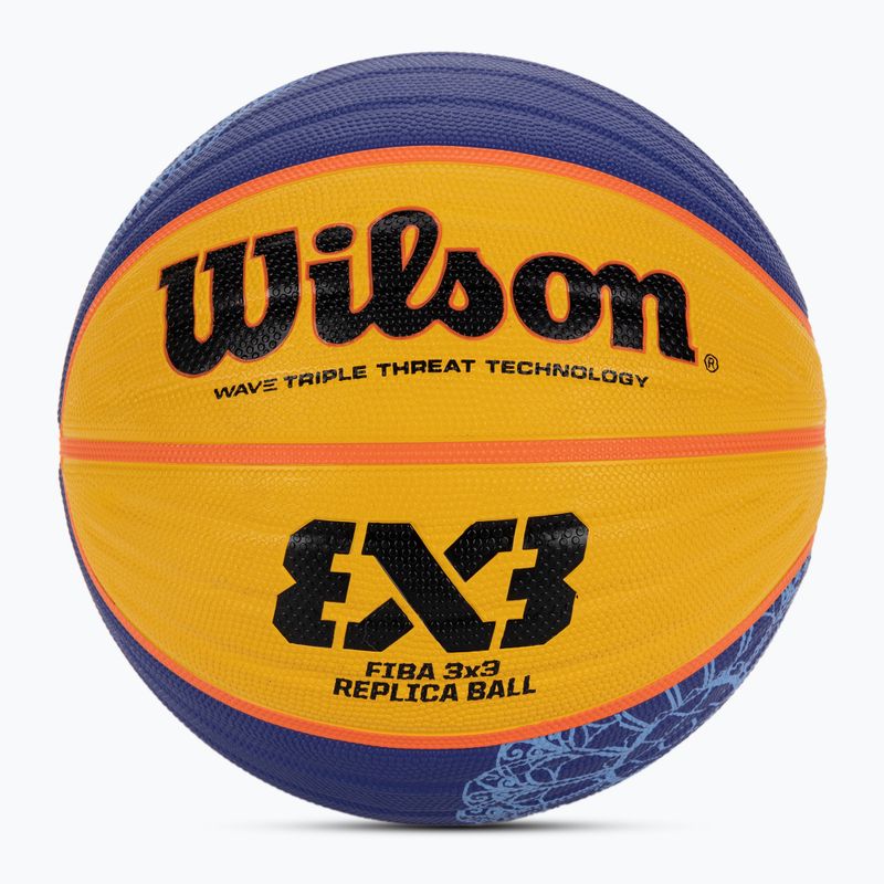 Piłka do koszykówki Wilson Fiba 3X3 Replica Paris 2024 blue/yellow rozmiar 6