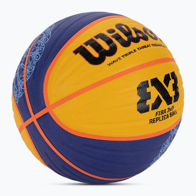 Piłka do koszykówki Wilson Fiba 3X3 Replica Paris 2024 blue/yellow rozmiar 6 2