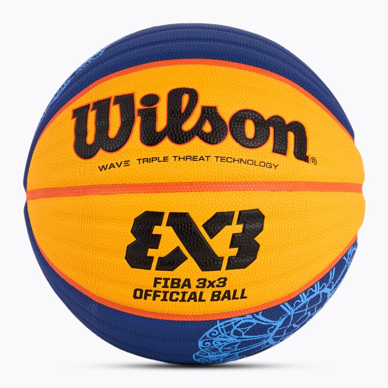Piłka do koszykówki Wilson Fiba 3x3 Game Ball Paris Retail 2024 blue/yellow rozmiar 6