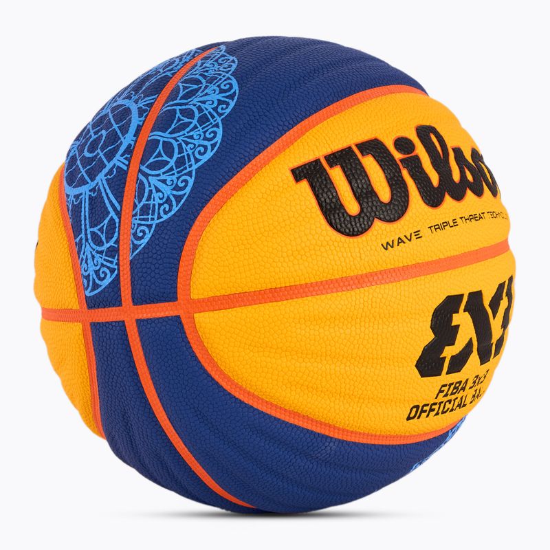 Piłka do koszykówki Wilson Fiba 3x3 Game Ball Paris Retail 2024 blue/yellow rozmiar 6 2