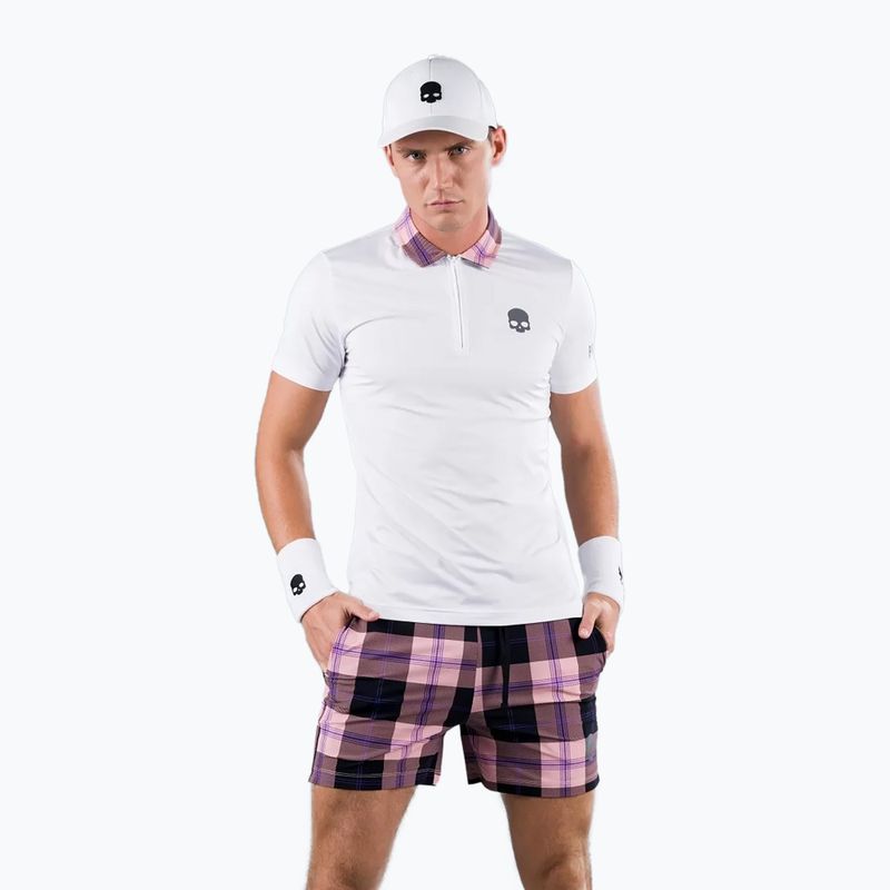Koszulka polo tenisowa męska HYDROGEN Tartan Zipped Tech Polo white T00518E83