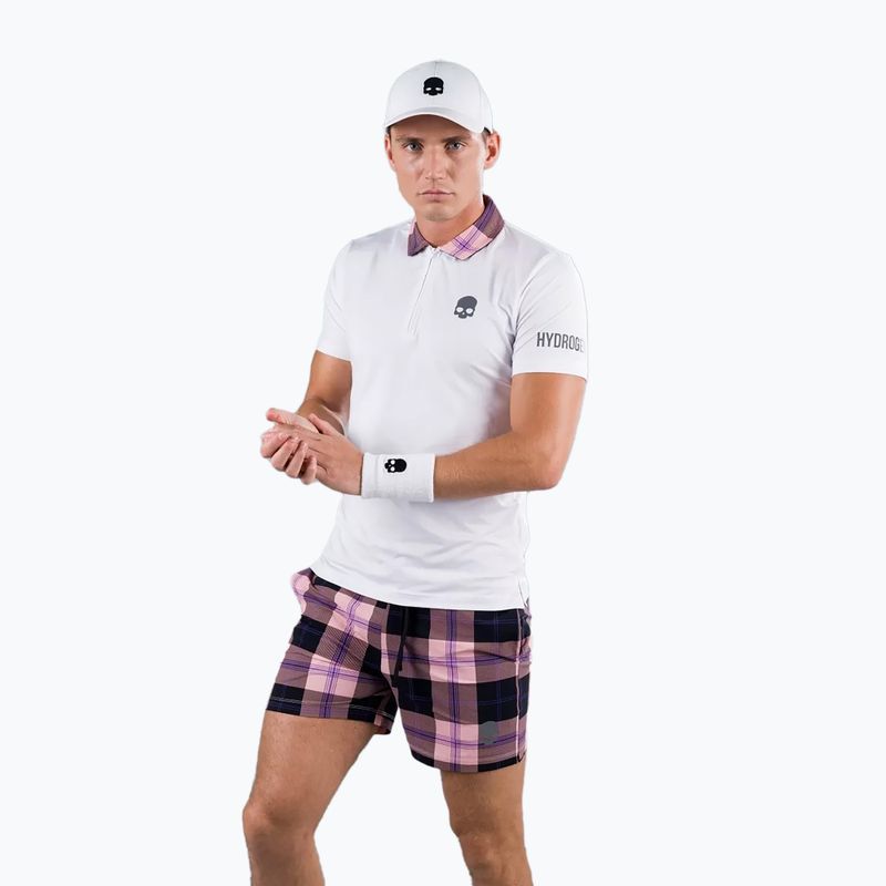 Koszulka polo tenisowa męska HYDROGEN Tartan Zipped Tech Polo white T00518E83 2