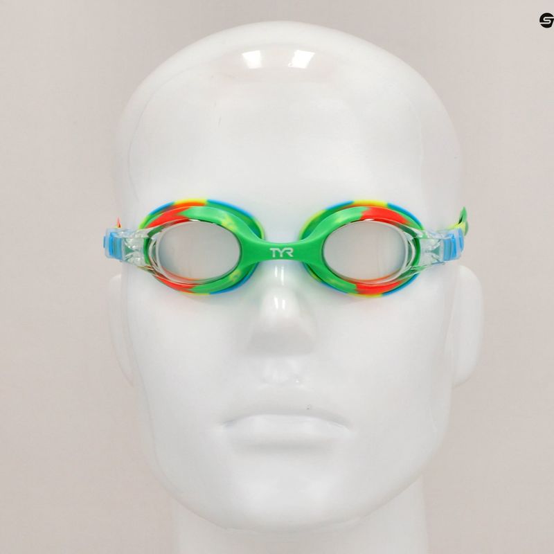 Okulary do pływania dziecięce TYR Swimple Tie Dye Non-Mirrored clear/ green/ orange 8