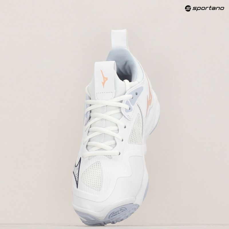 Buty do siatkówki damskie Mizuno Wave Momentum 3 white/ navy peony/ peach parfait 7