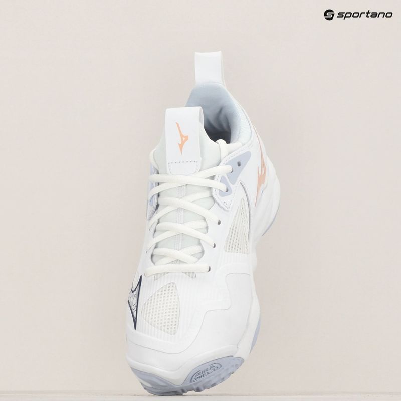 Buty do siatkówki damskie Mizuno Wave Momentum 3 white/ navy peony/ peach parfait 9