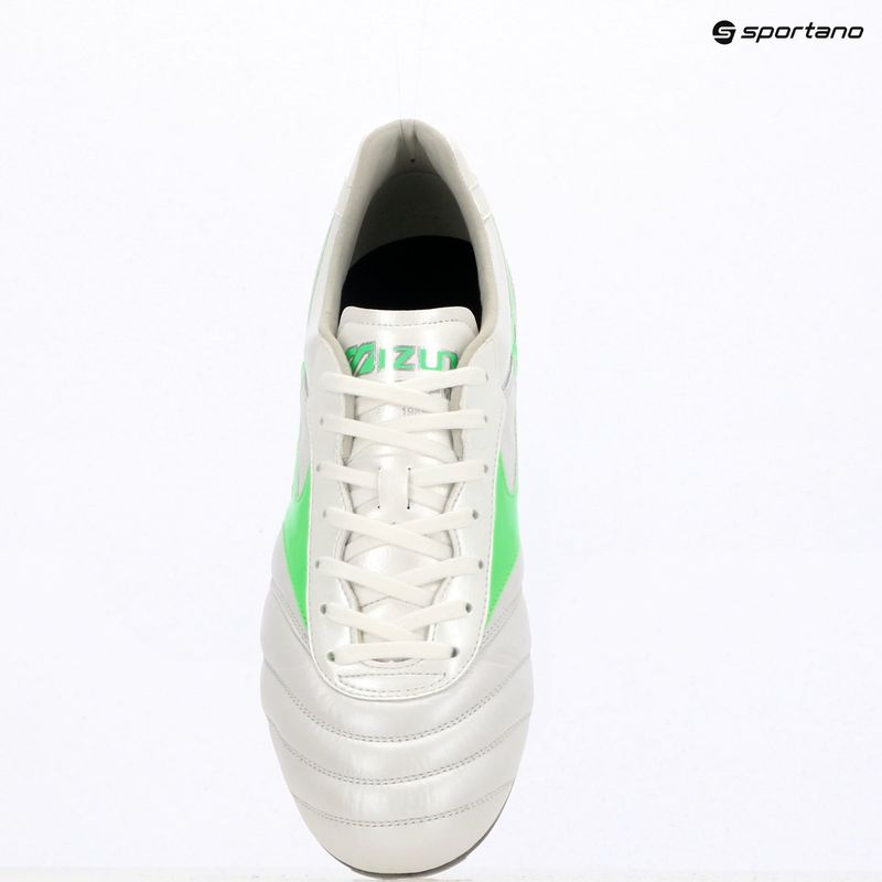 Buty piłkarskie męskie Mizuno Morelia II Elite Md white/neon green/galaxy silver 9