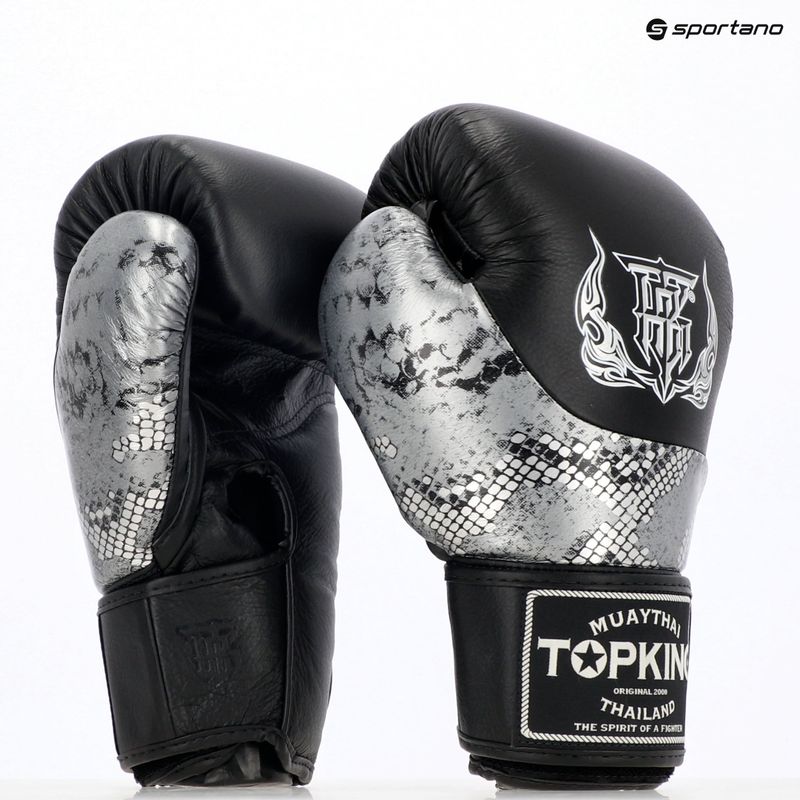 Rękawice bokserskie Top King Muay Thai Power Snake black/silver 7