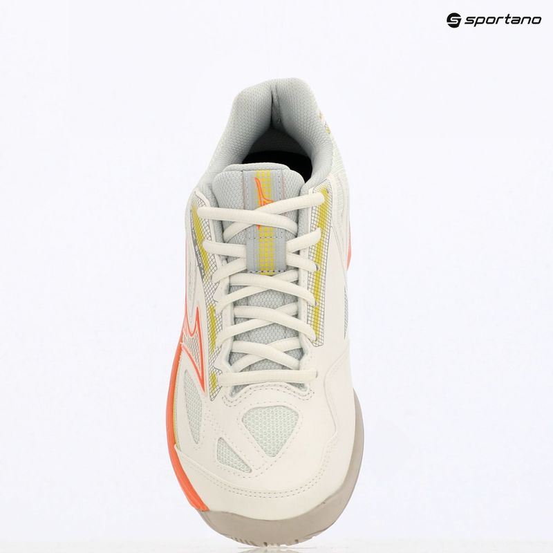 Buty do tenisa damskie Mizuno Break Shot 4 AC snow white/ neon flame/ ghost gray 9
